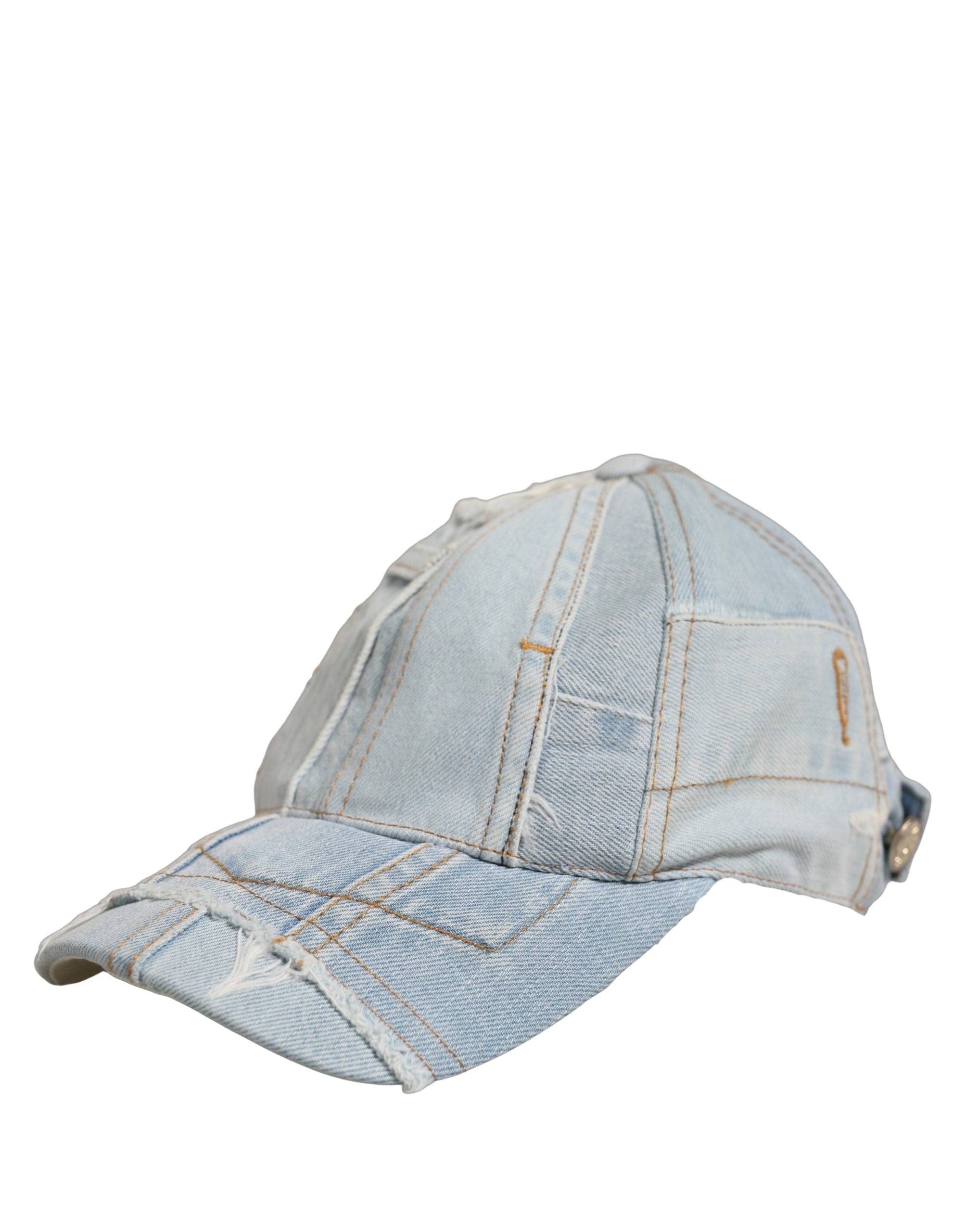 Dolce & Gabbana Men Blue Patchwork Cotton Denim Baseball Cap Hat Dolce & Gabbana