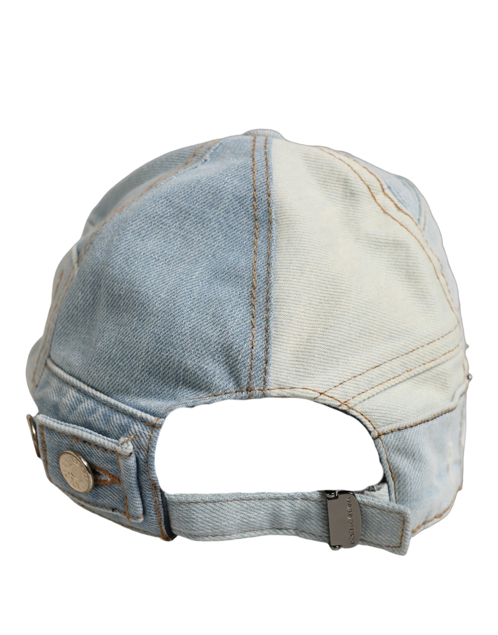 Dolce & Gabbana Men Blue Patchwork Cotton Denim Baseball Cap Hat Dolce & Gabbana