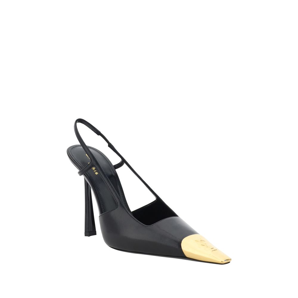 Saint Laurent Black Calf Leather Bos Taurus High Heel Pumps Saint Laurent