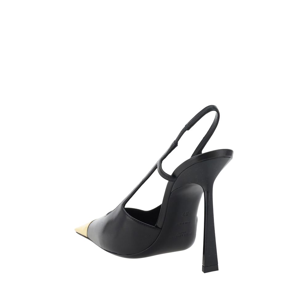 Saint Laurent Black Calf Leather Bos Taurus High Heel Pumps Saint Laurent