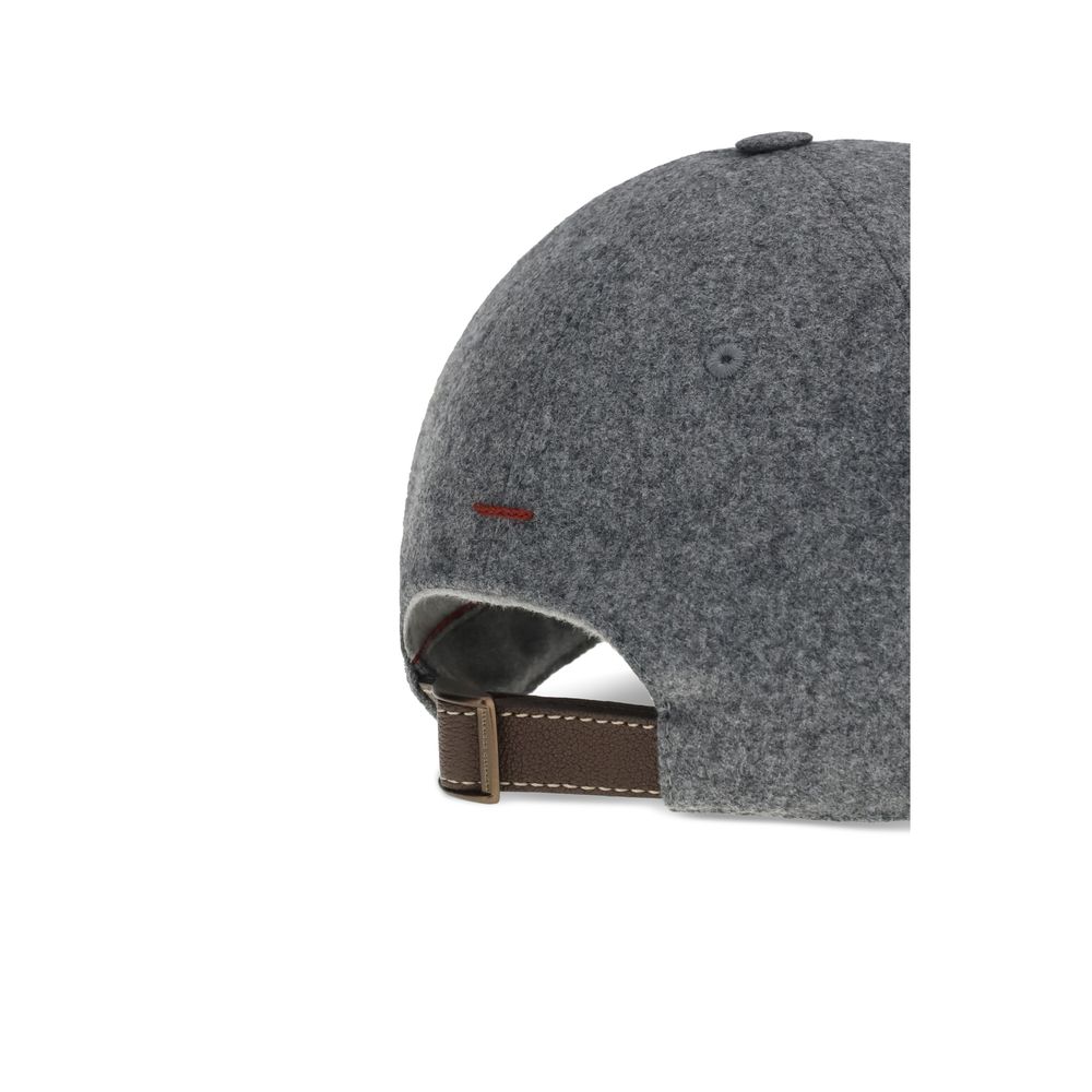 Brunello Cucinelli Gray Wool Oves Aries Cap (Baseball Hat) Brunello Cucinelli
