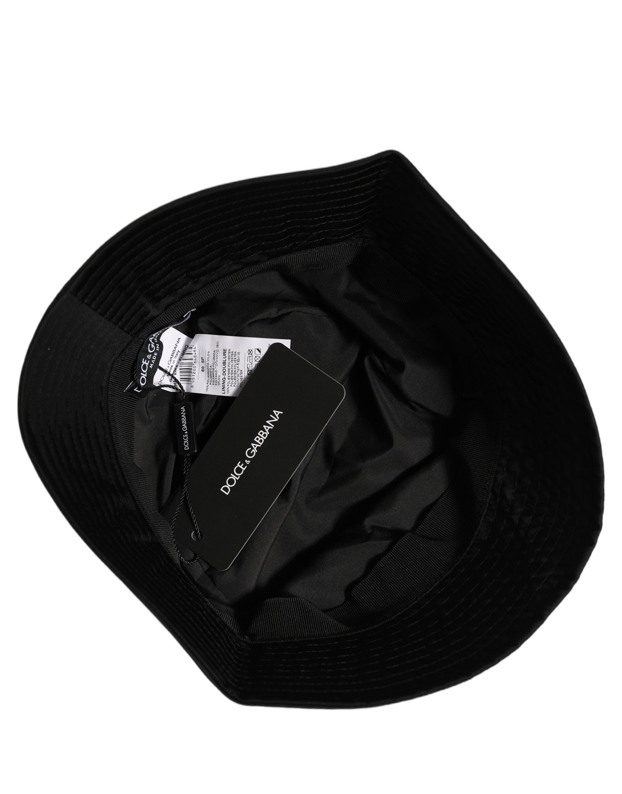 Dolce & Gabbana Men Black Nylon Wide Brim Bucket Capello Hat Dolce & Gabbana