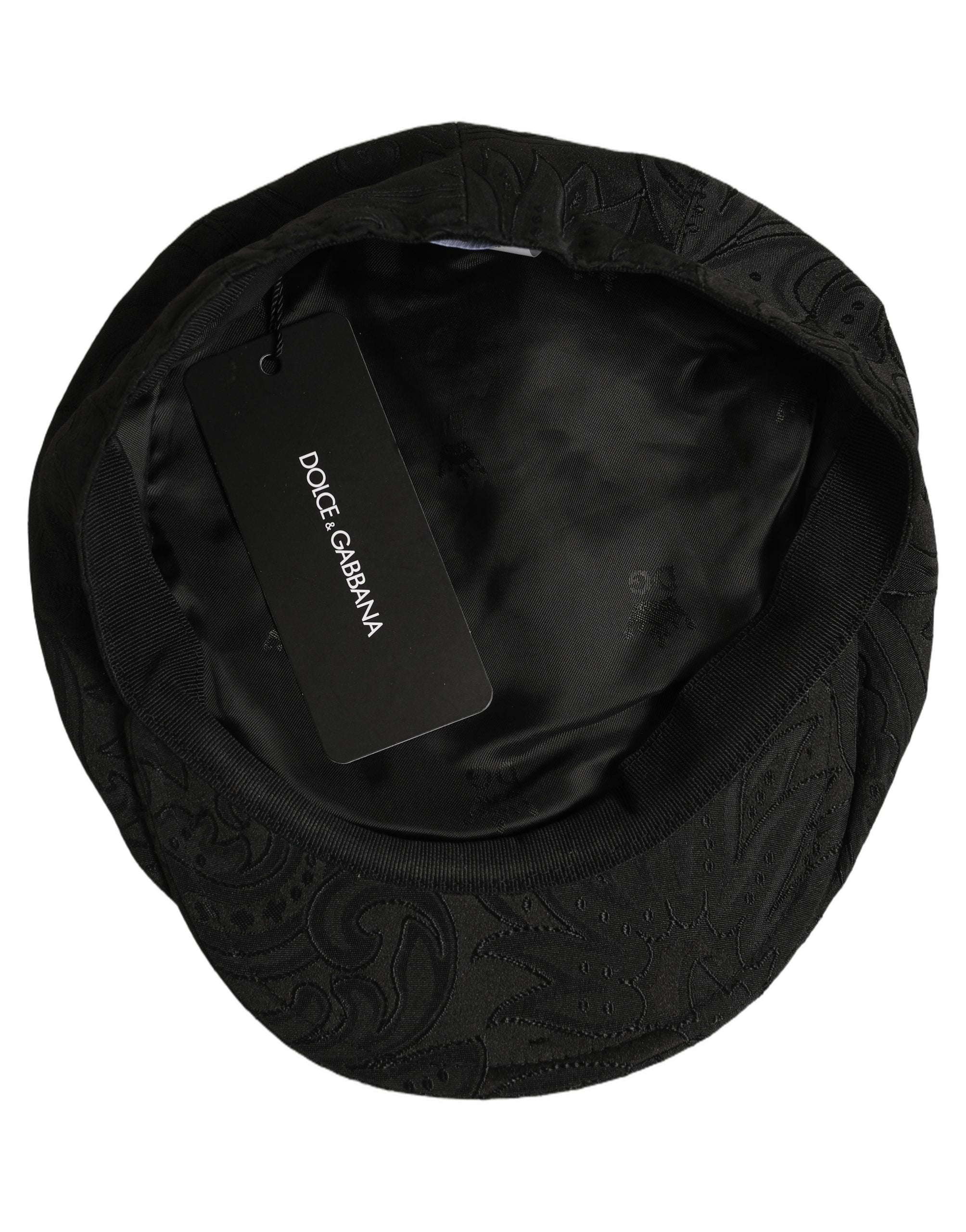 Dolce & Gabbana Men Black Floral Jacquard Newsboy Capello Hat Dolce & Gabbana