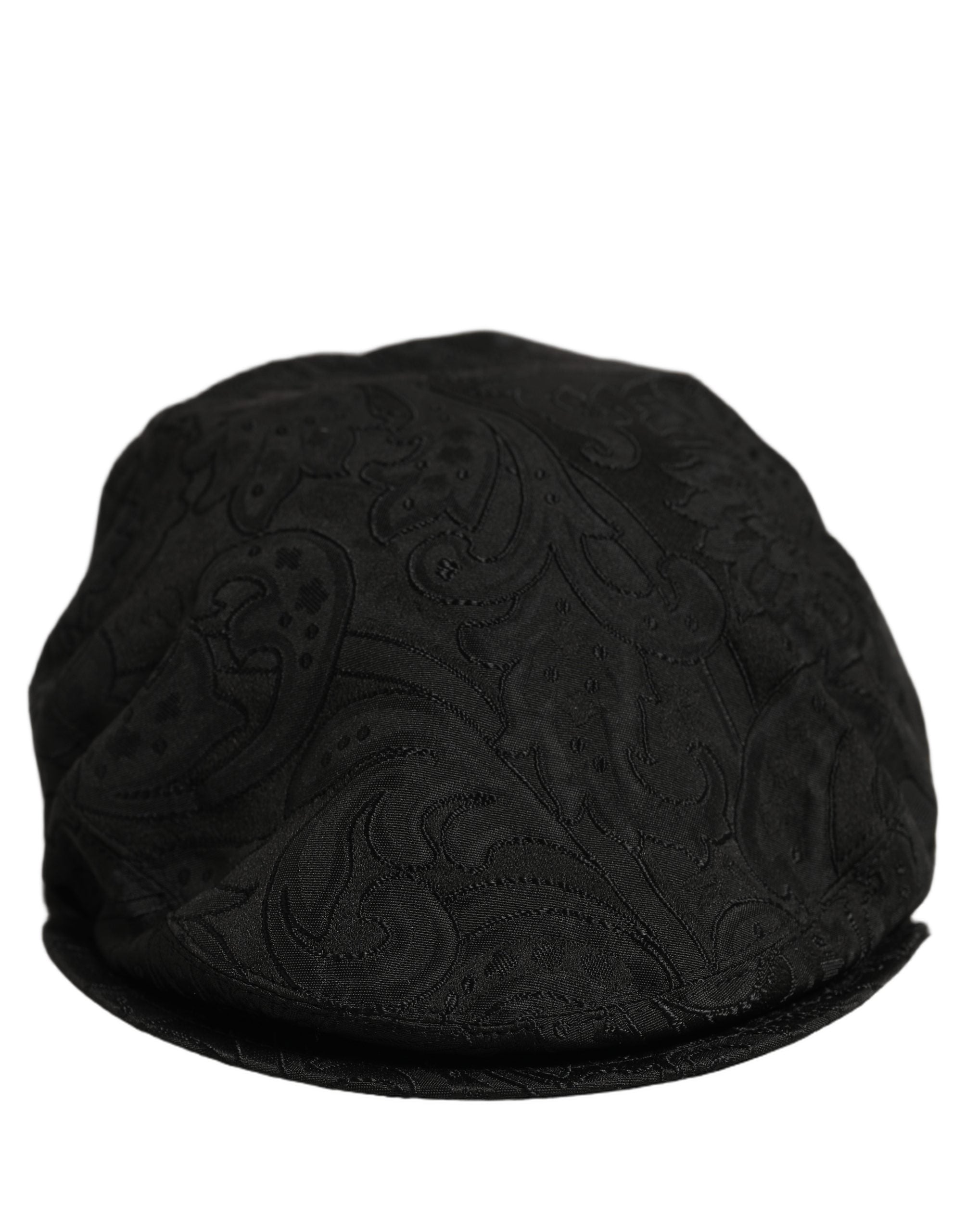 Dolce & Gabbana Men Black Floral Jacquard Newsboy Capello Hat Dolce & Gabbana