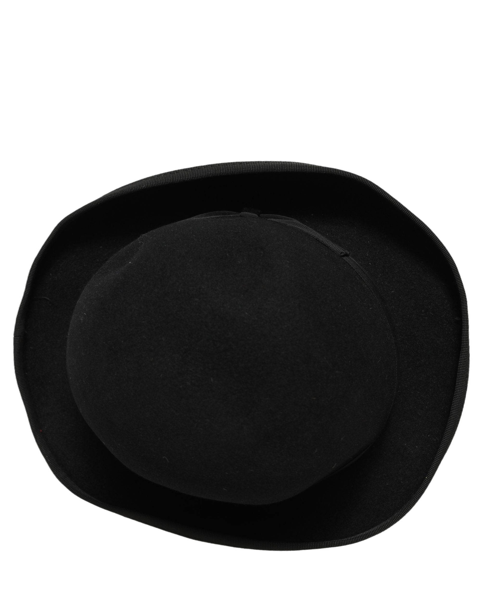Dolce & Gabbana Men Black Rabbit Fur Felt Bowler Capello Hat Dolce & Gabbana