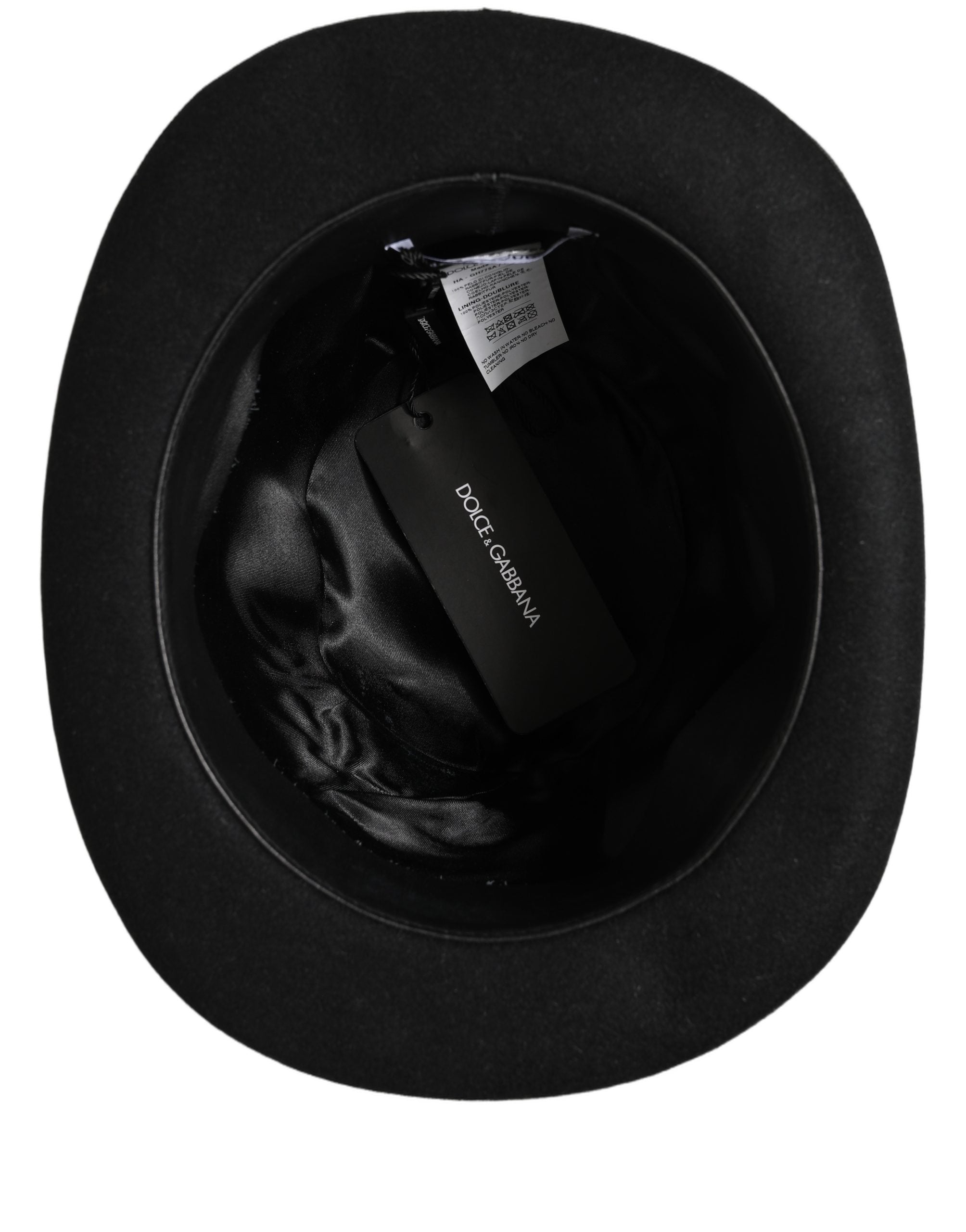Dolce & Gabbana Men Black Rabbit Fur Felt Bowler Capello Hat Dolce & Gabbana