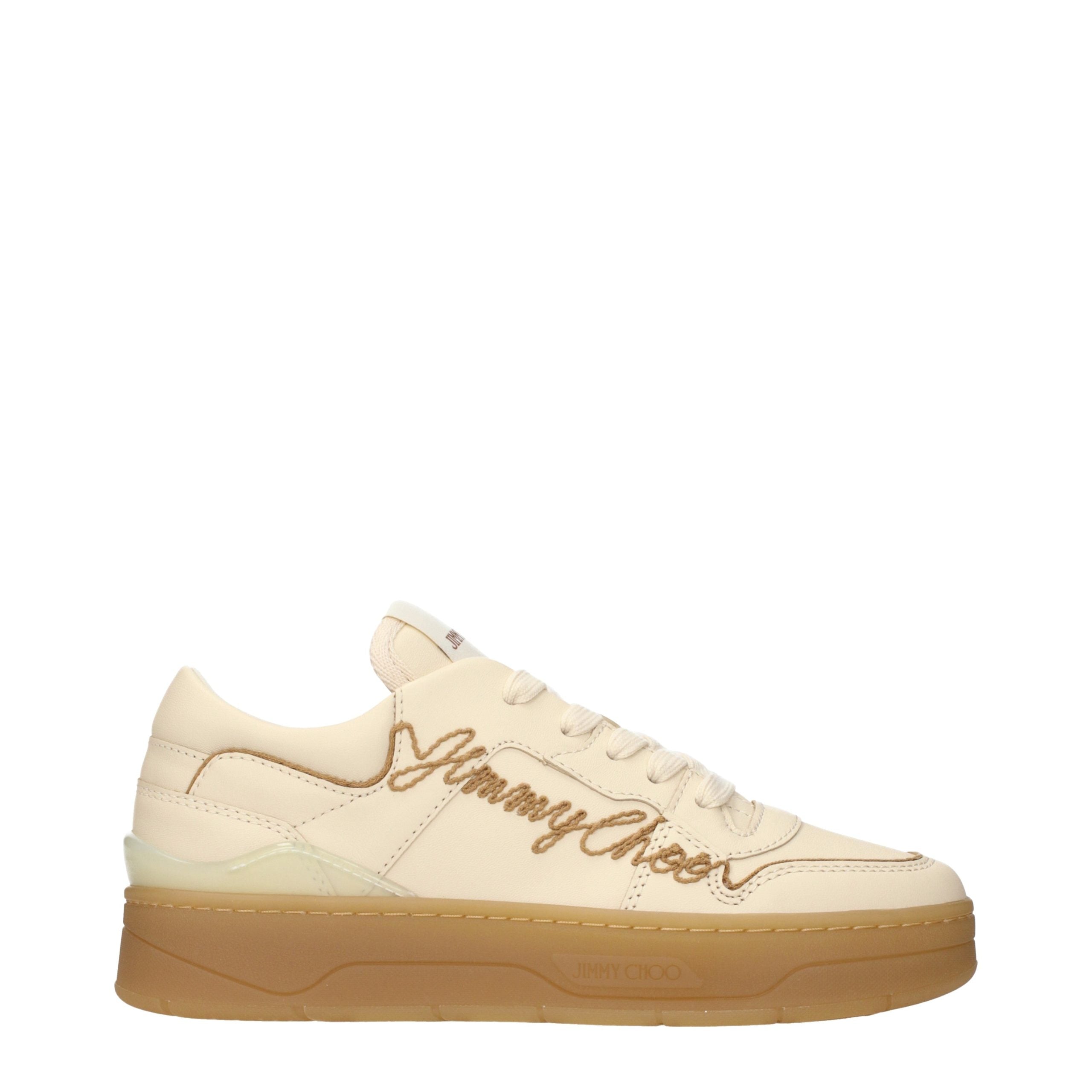Jimmy Choo Beige Leather Low Top Sneakers Jimmy Choo