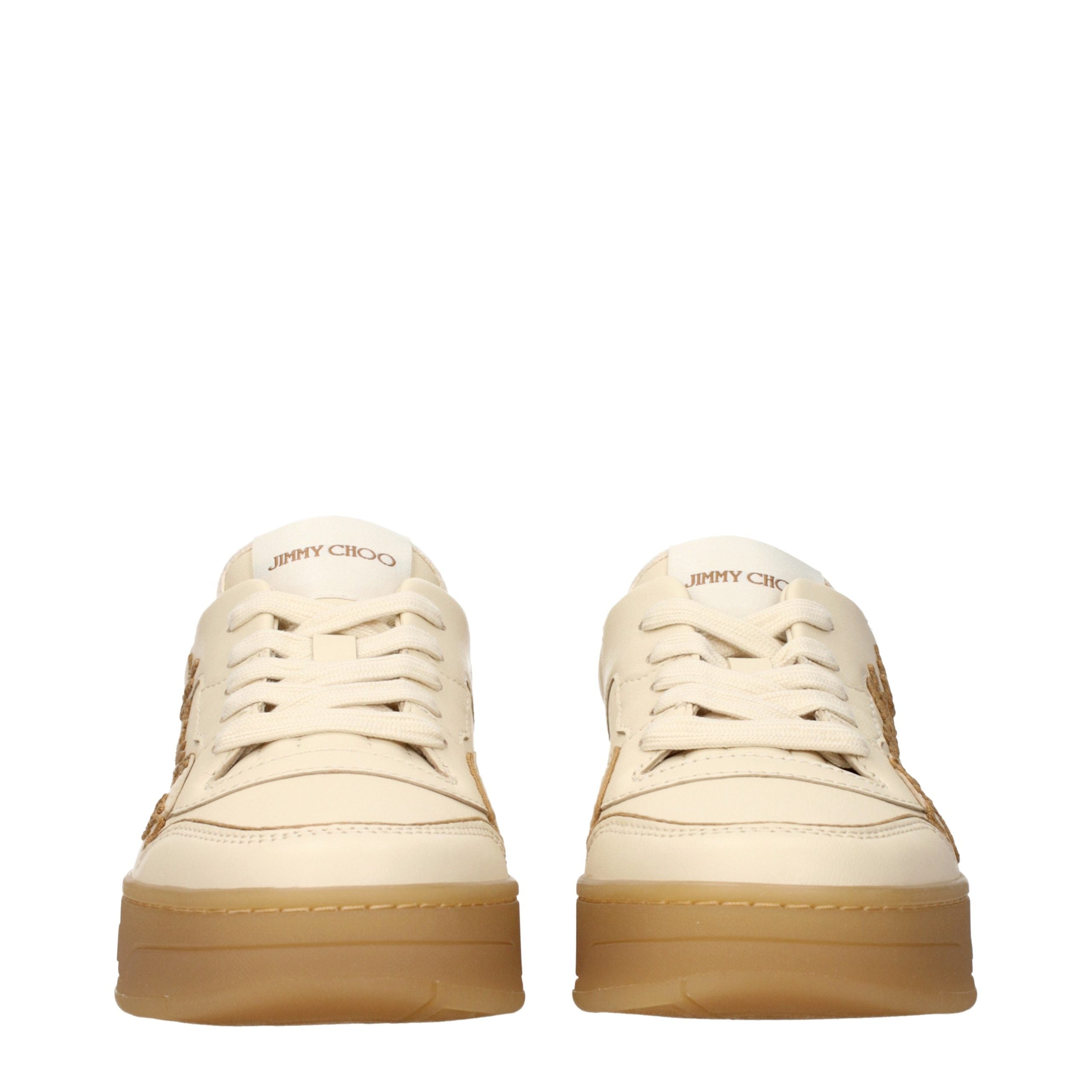Jimmy Choo Beige Leather Low Top Sneakers Jimmy Choo