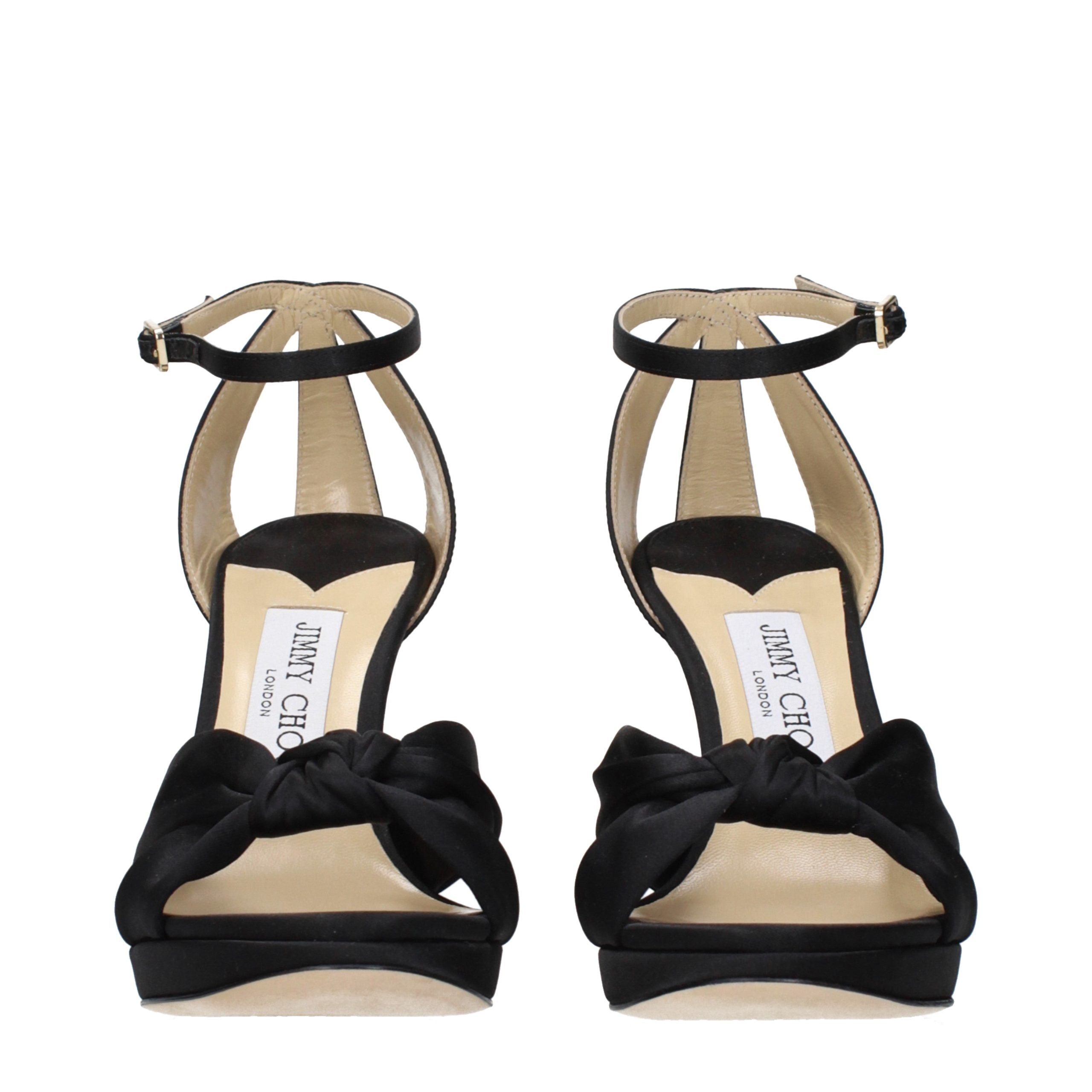 Jimmy Choo Black Satin Platform Sandals Jimmy Choo