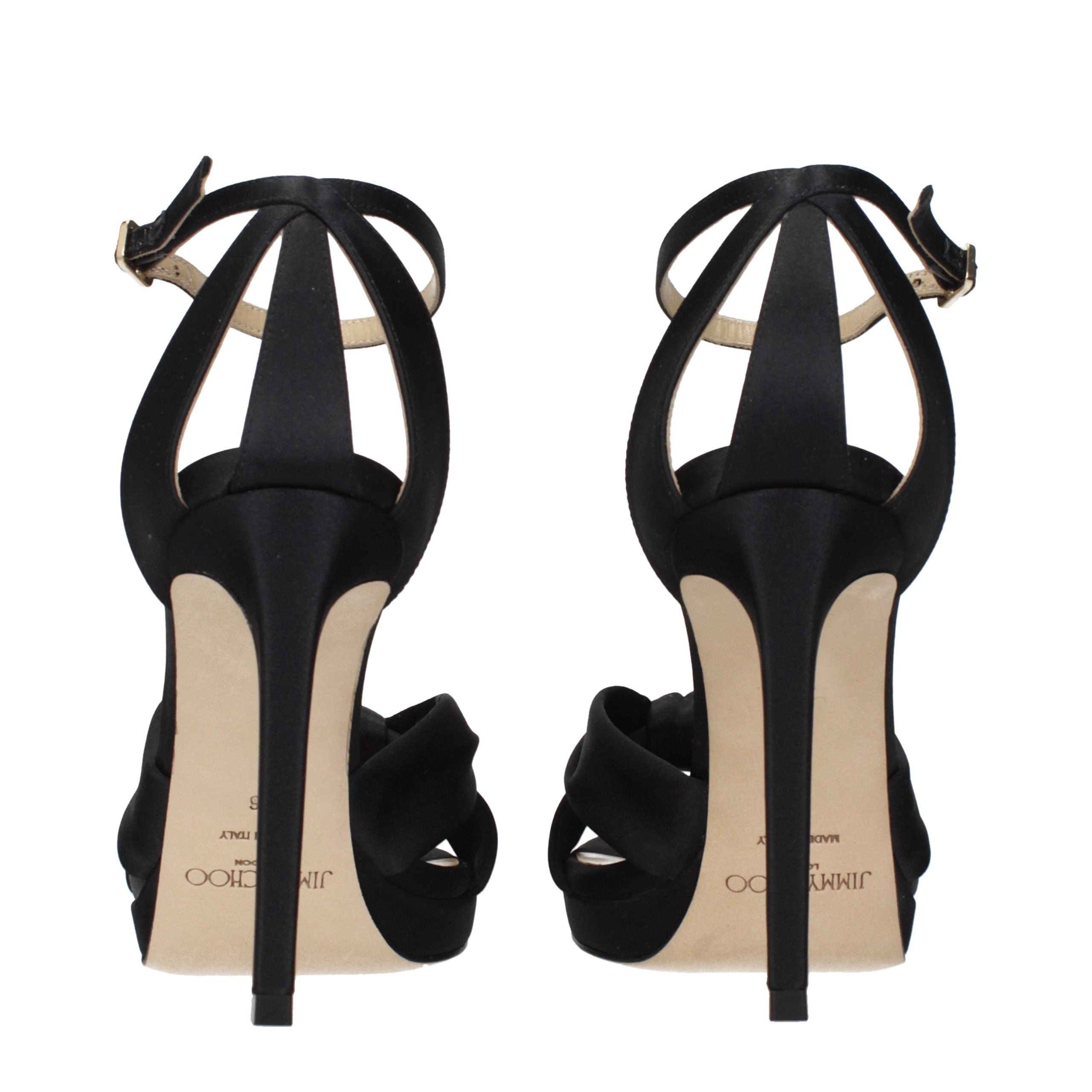 Jimmy Choo Black Satin Platform Sandals Jimmy Choo