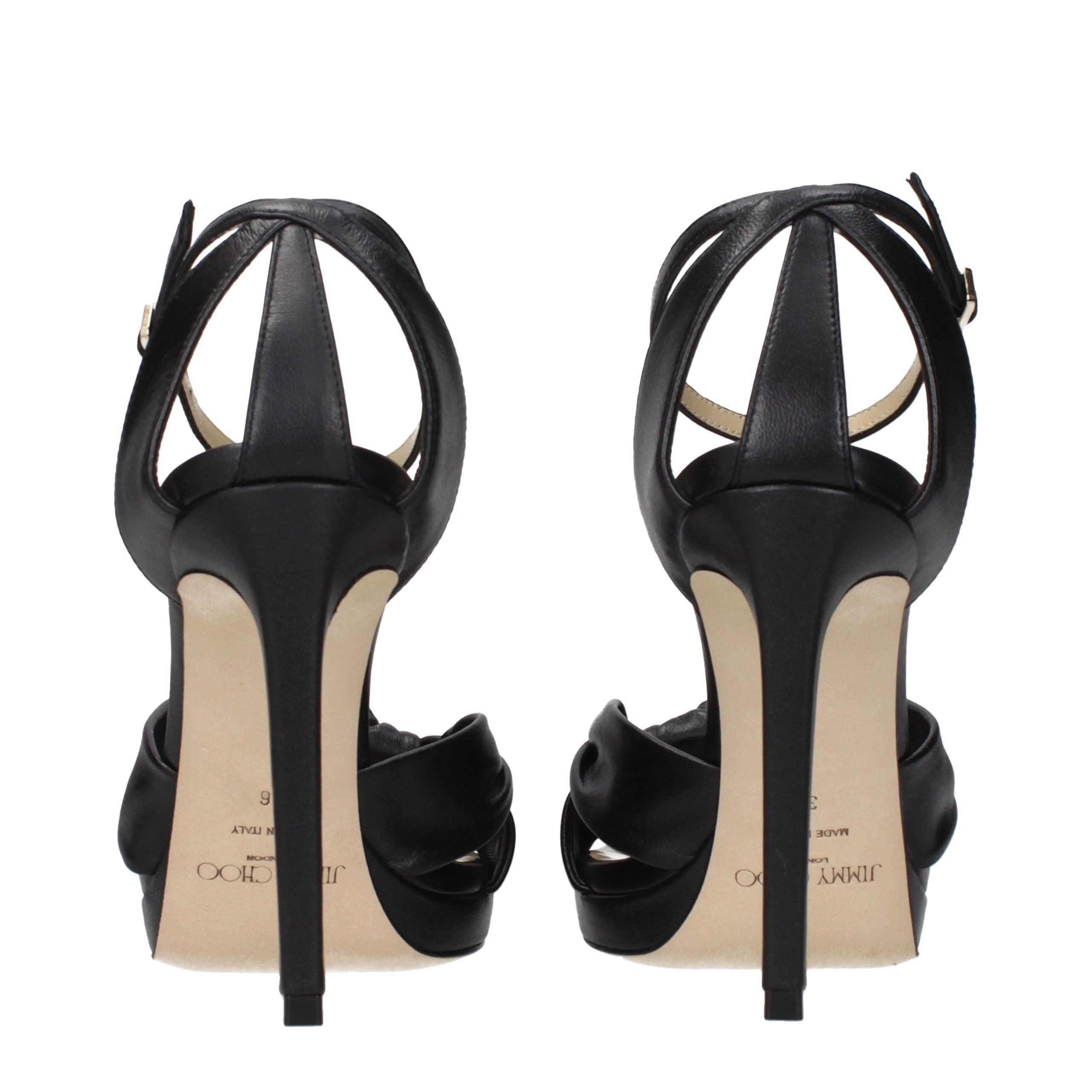 Jimmy Choo Black Leather Platform Sandals Jimmy Choo