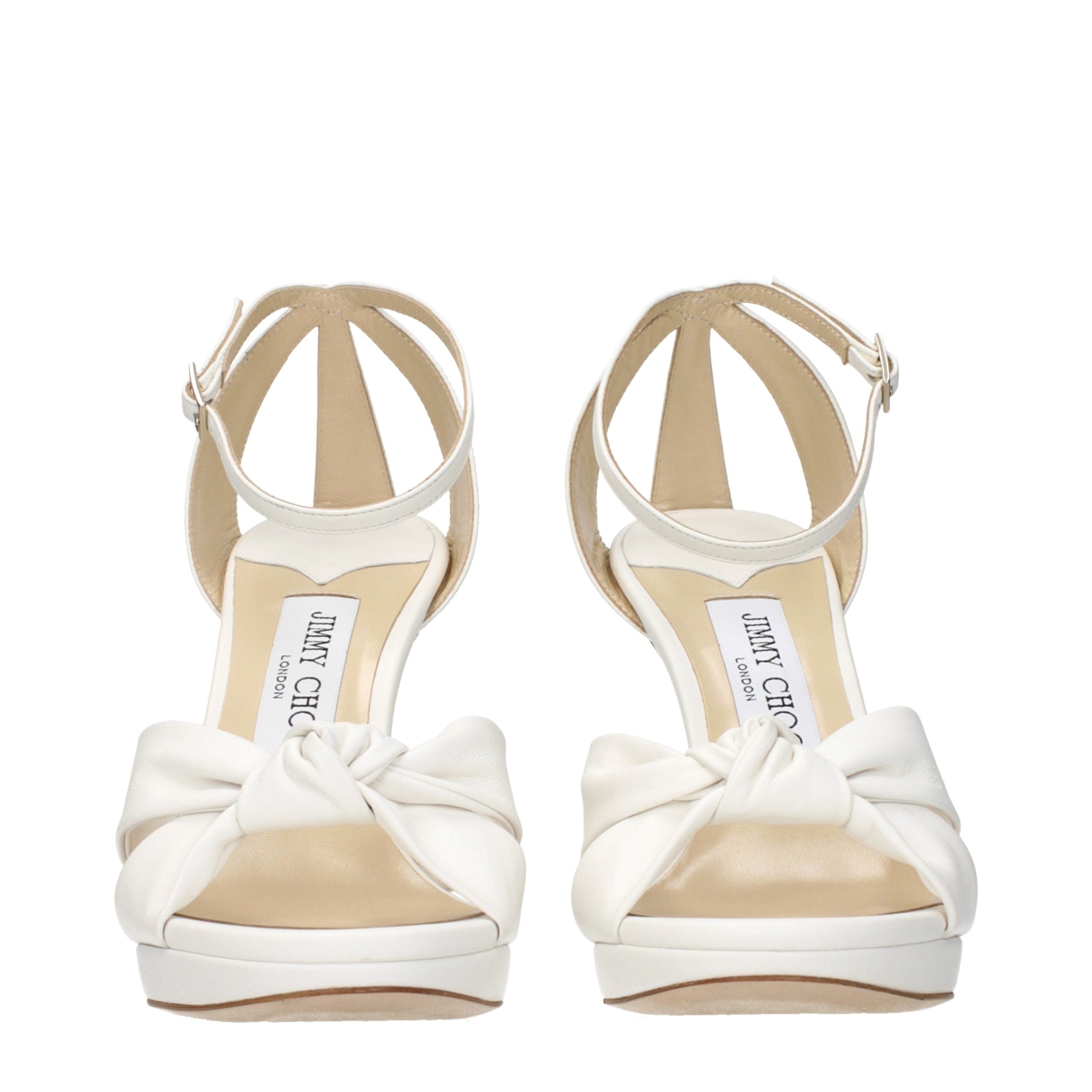Jimmy Choo White Leather Platform Sandals Jimmy Choo