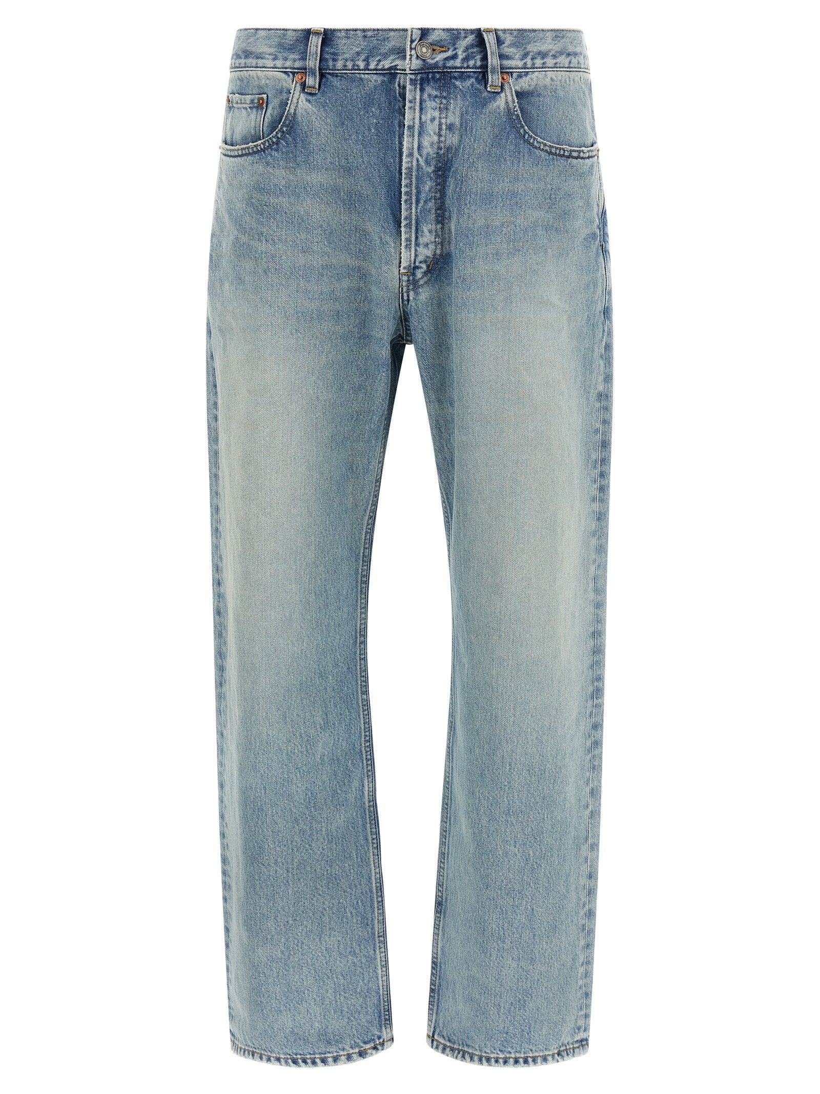 Saint Laurent Blue Cotton Straight-Leg Jeans Saint Laurent