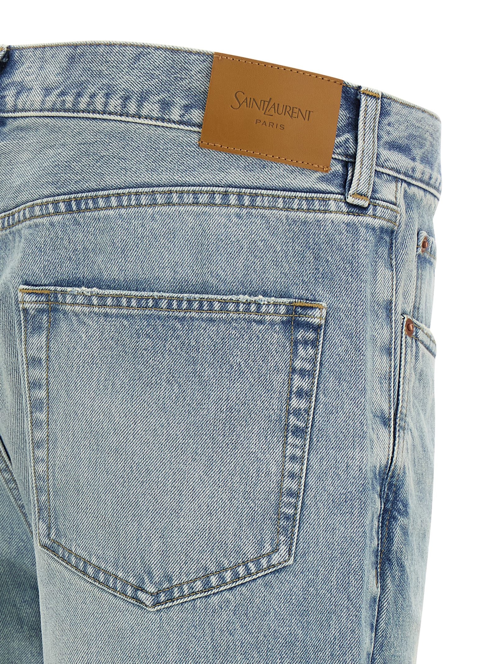 Saint Laurent Blue Cotton Straight-Leg Jeans Saint Laurent