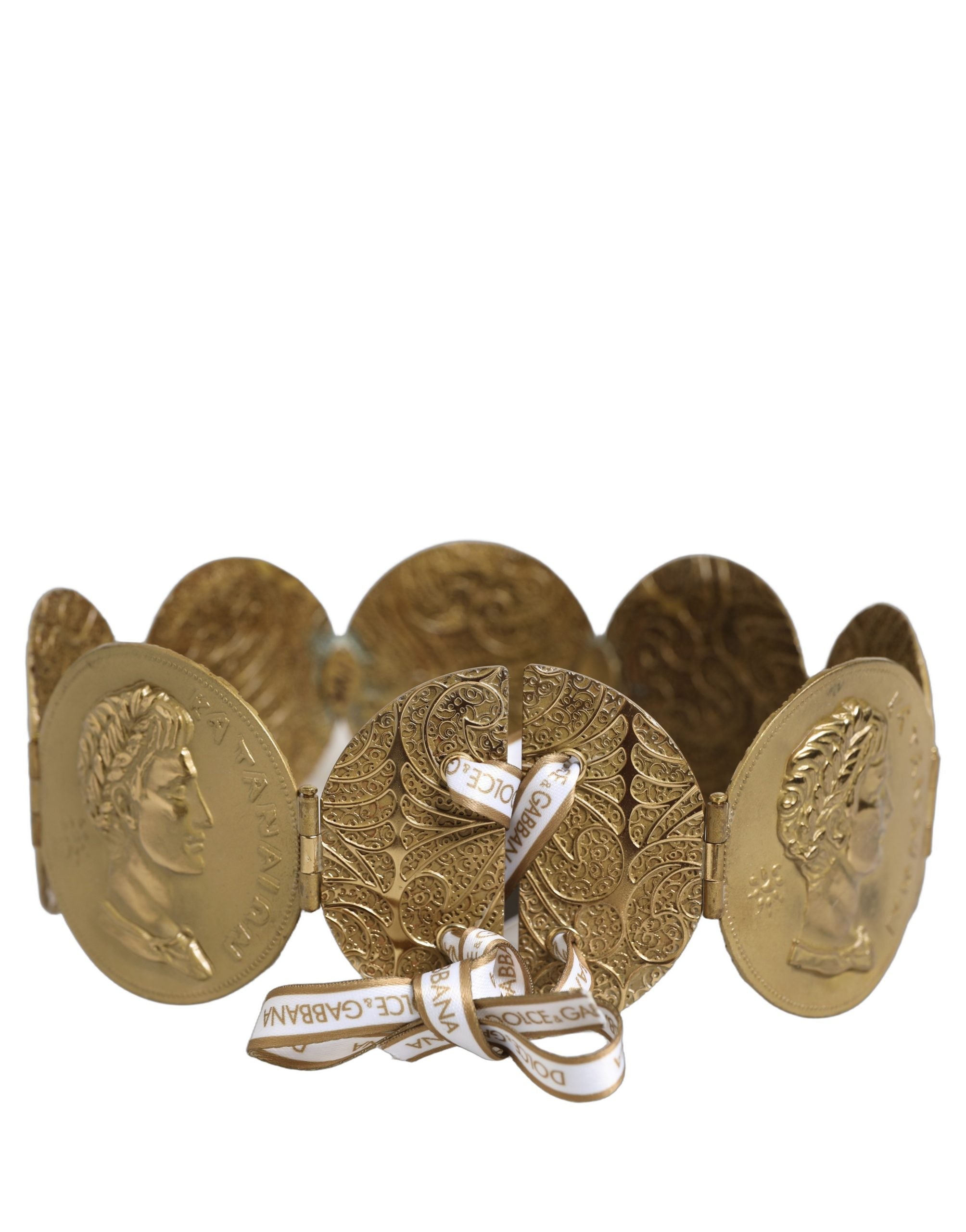 Dolce & Gabbana Gold Tone Brass Coin Metal Waist Cintura Belt Dolce & Gabbana