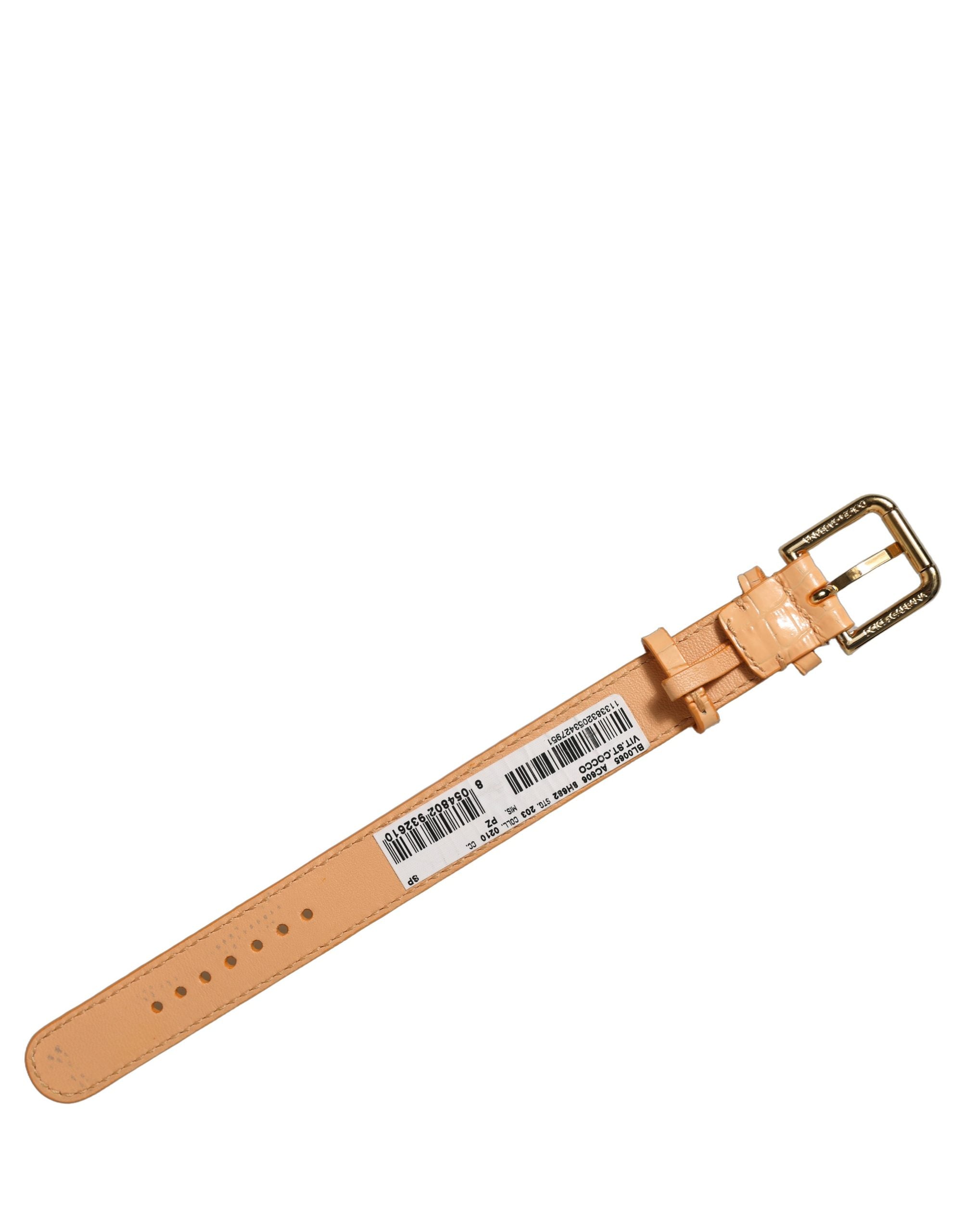 Dolce & Gabbana Beige Embossed Leather Gold Buckle Belt Strap Bracelet Dolce & Gabbana