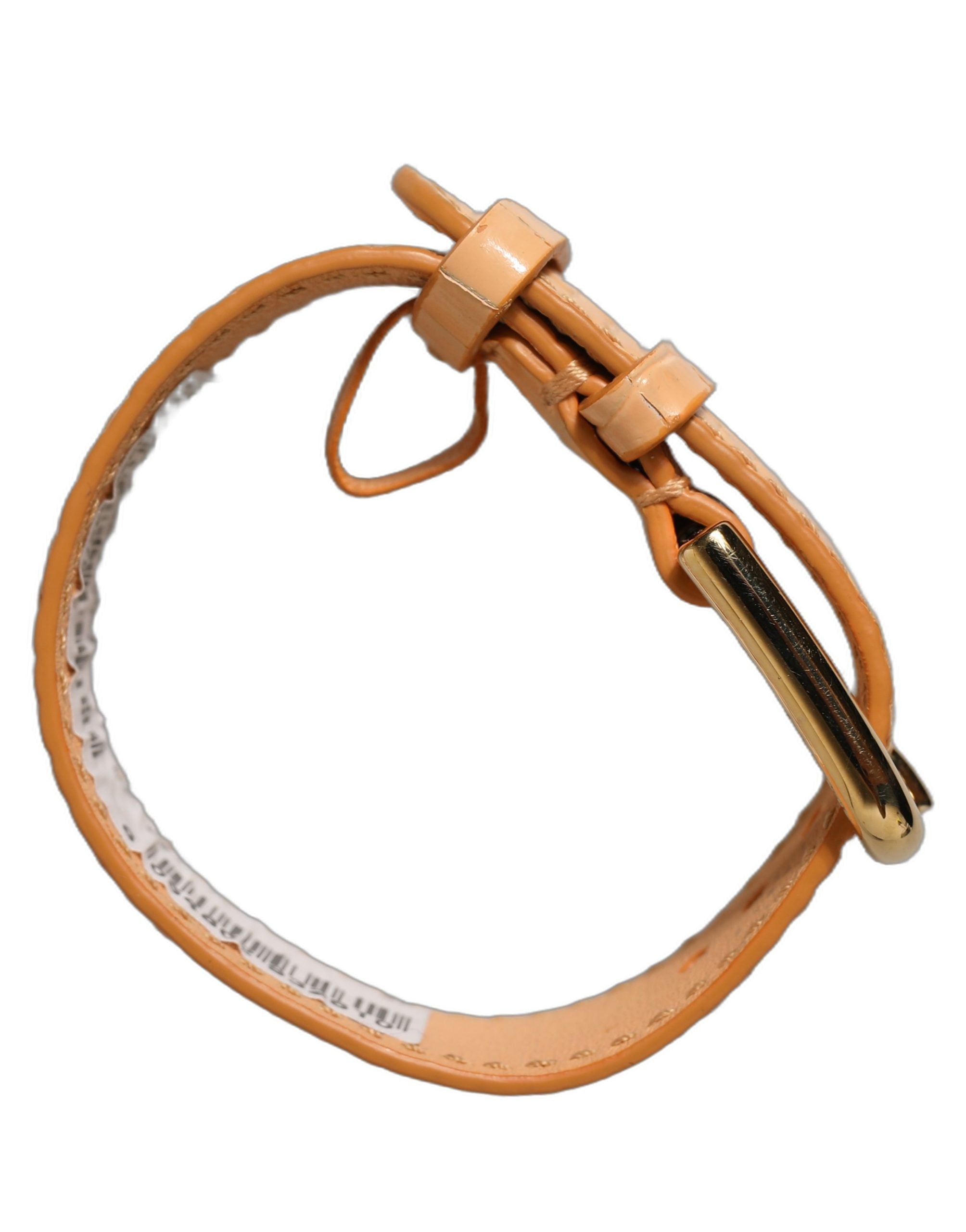 Dolce & Gabbana Beige Embossed Leather Gold Buckle Belt Strap Bracelet Dolce & Gabbana