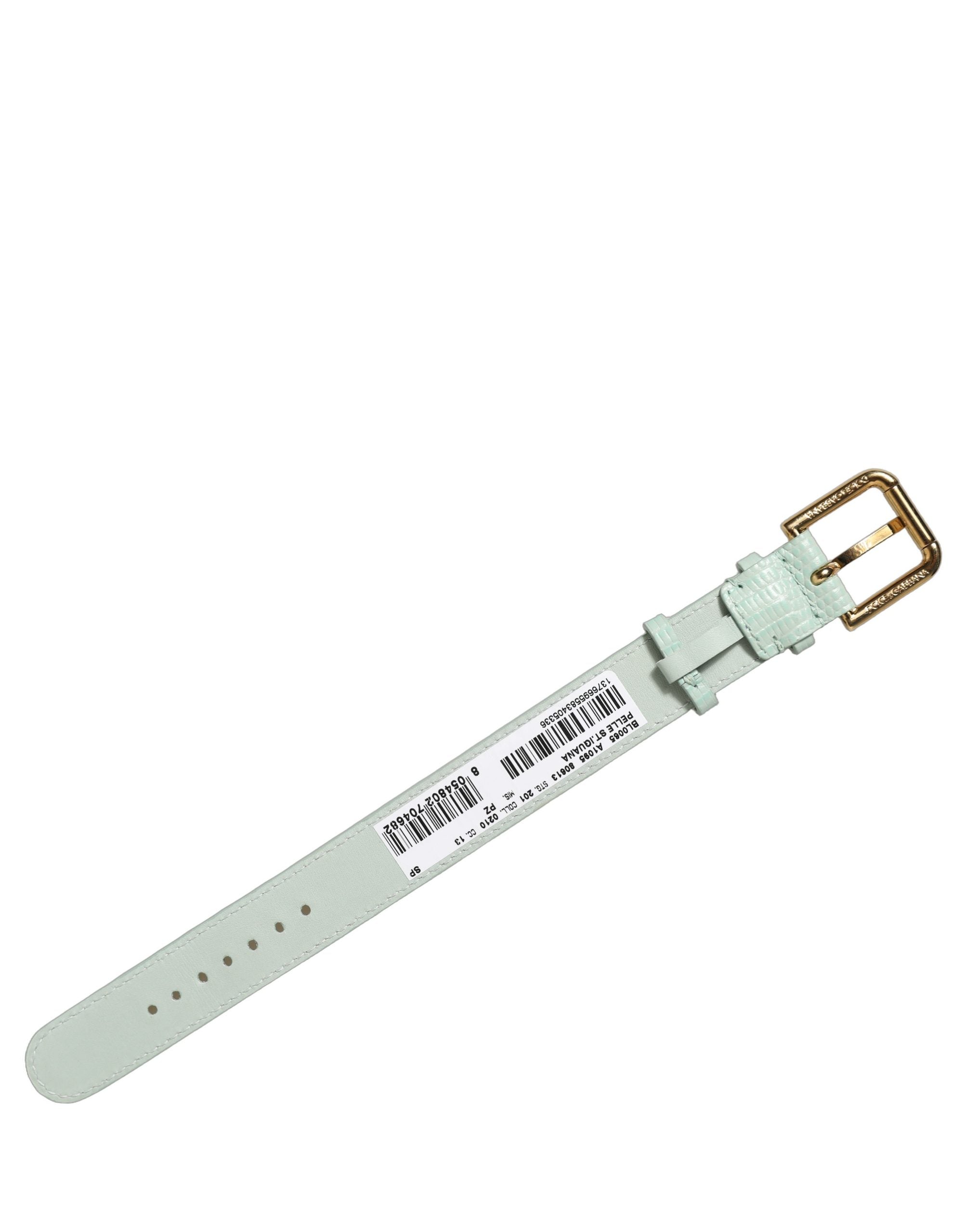 Dolce & Gabbana Green Textured Leather Gold Buckle Belt Strap Bracelet Dolce & Gabbana