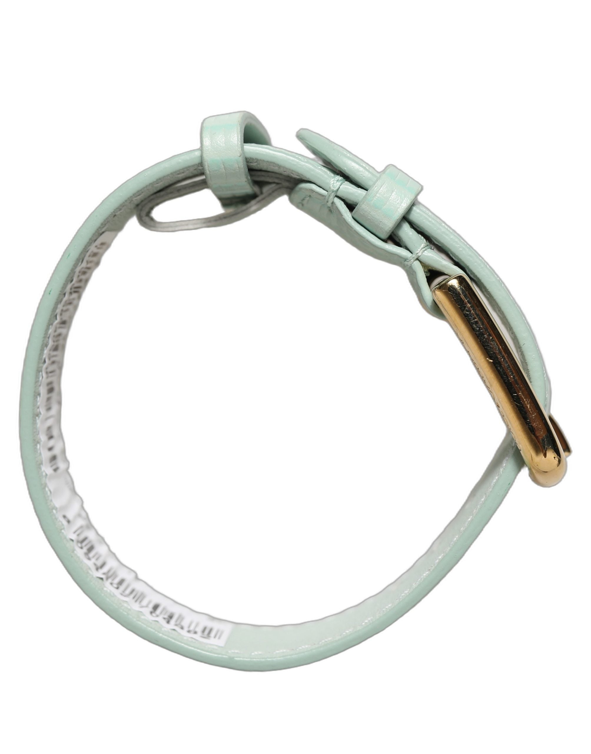 Dolce & Gabbana Green Textured Leather Gold Buckle Belt Strap Bracelet Dolce & Gabbana