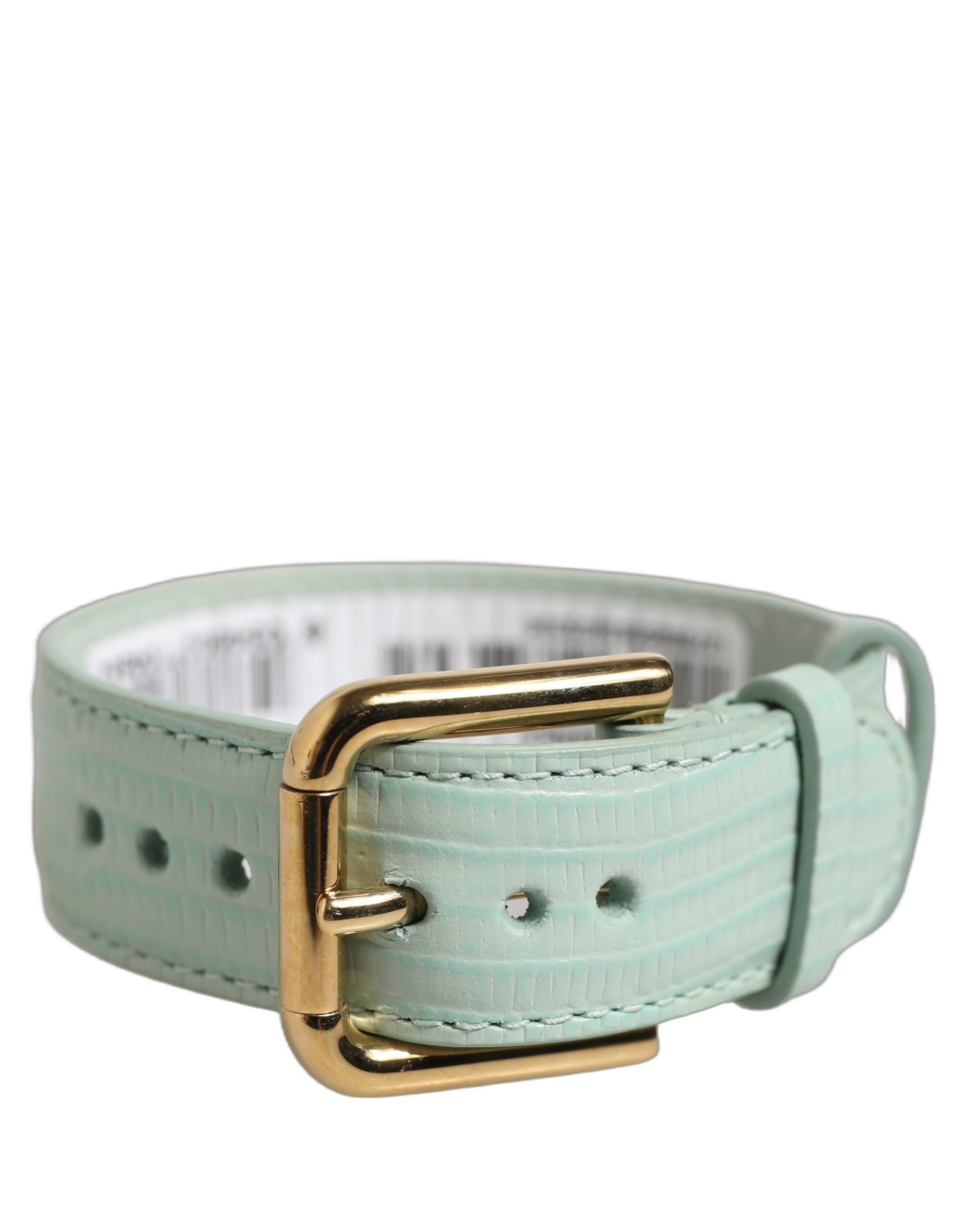Dolce & Gabbana Green Textured Leather Gold Buckle Belt Strap Bracelet Dolce & Gabbana