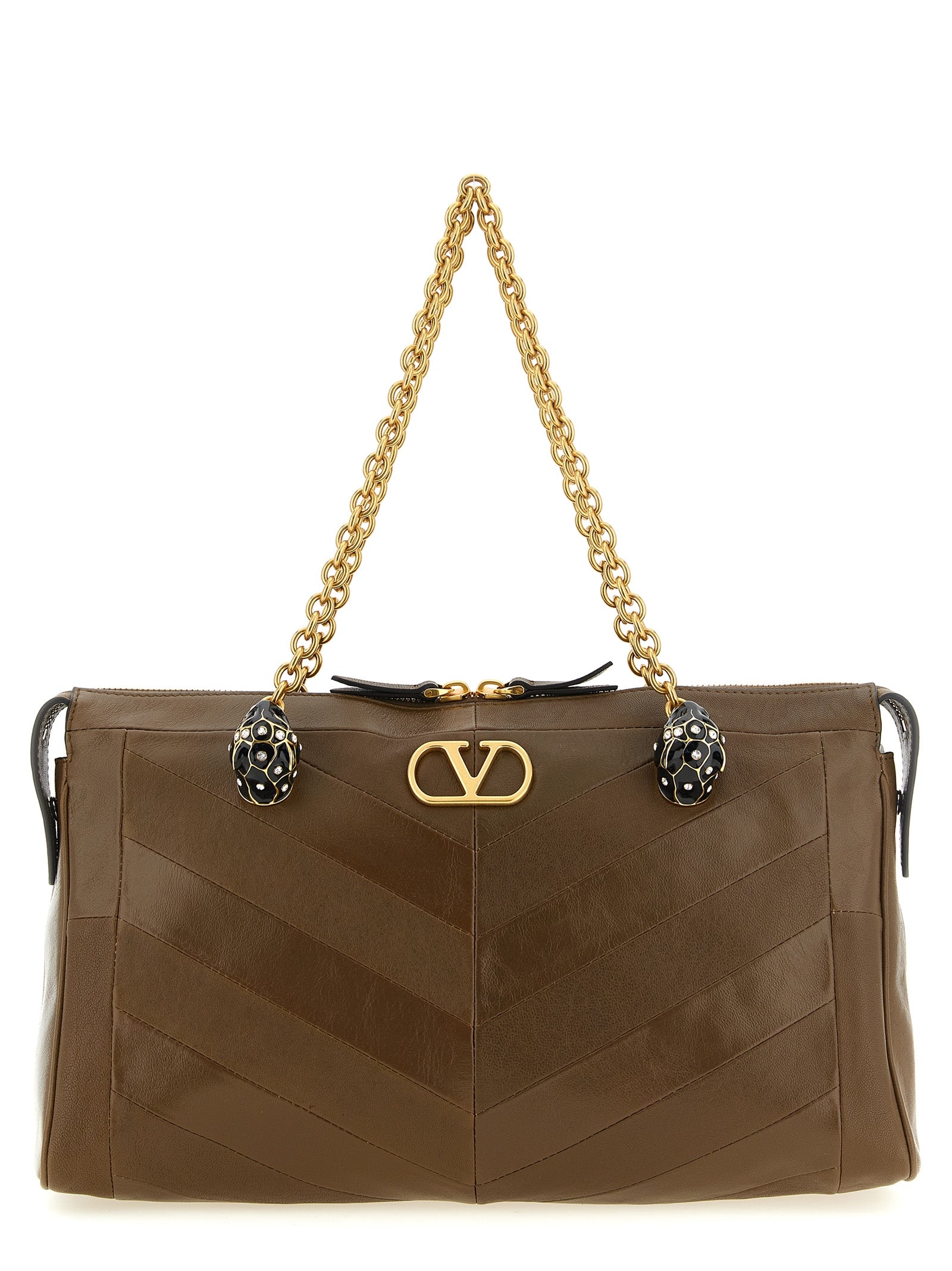 Valentino Garavani Brown Lamb Leather Shoulder Bag Valentino Garavani