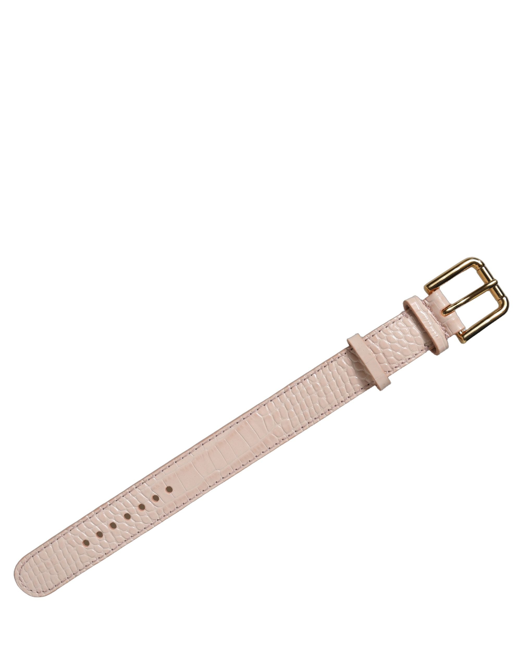 Dolce & Gabbana Pink Embossed Leather Gold Buckle Belt Strap Bracelet Dolce & Gabbana