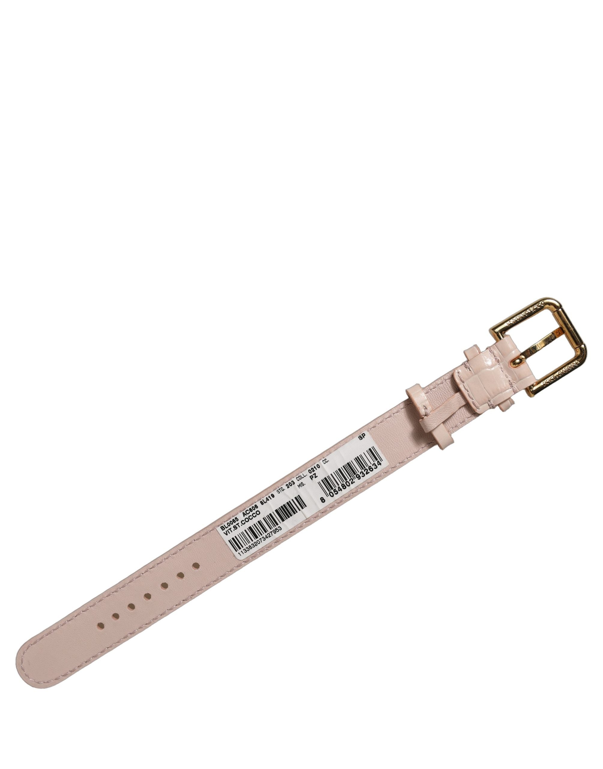 Dolce & Gabbana Pink Embossed Leather Gold Buckle Belt Strap Bracelet Dolce & Gabbana