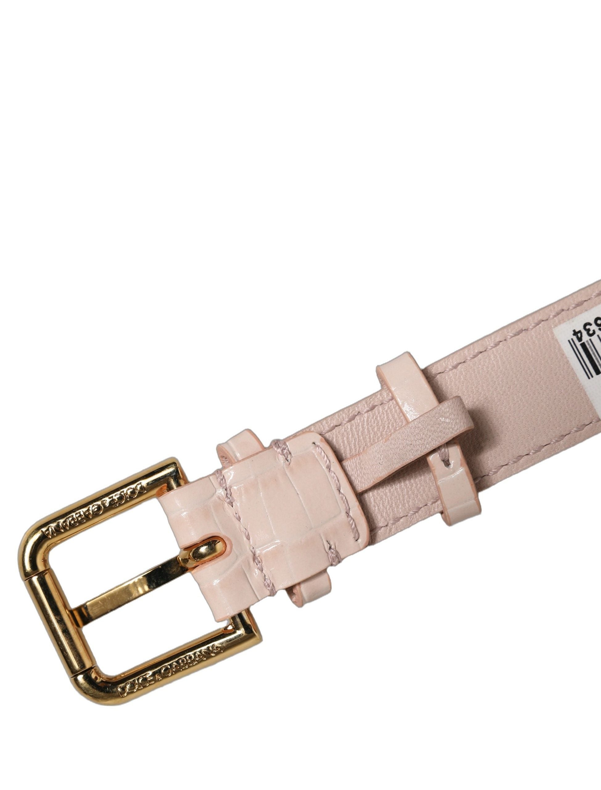 Dolce & Gabbana Pink Embossed Leather Gold Buckle Belt Strap Bracelet Dolce & Gabbana
