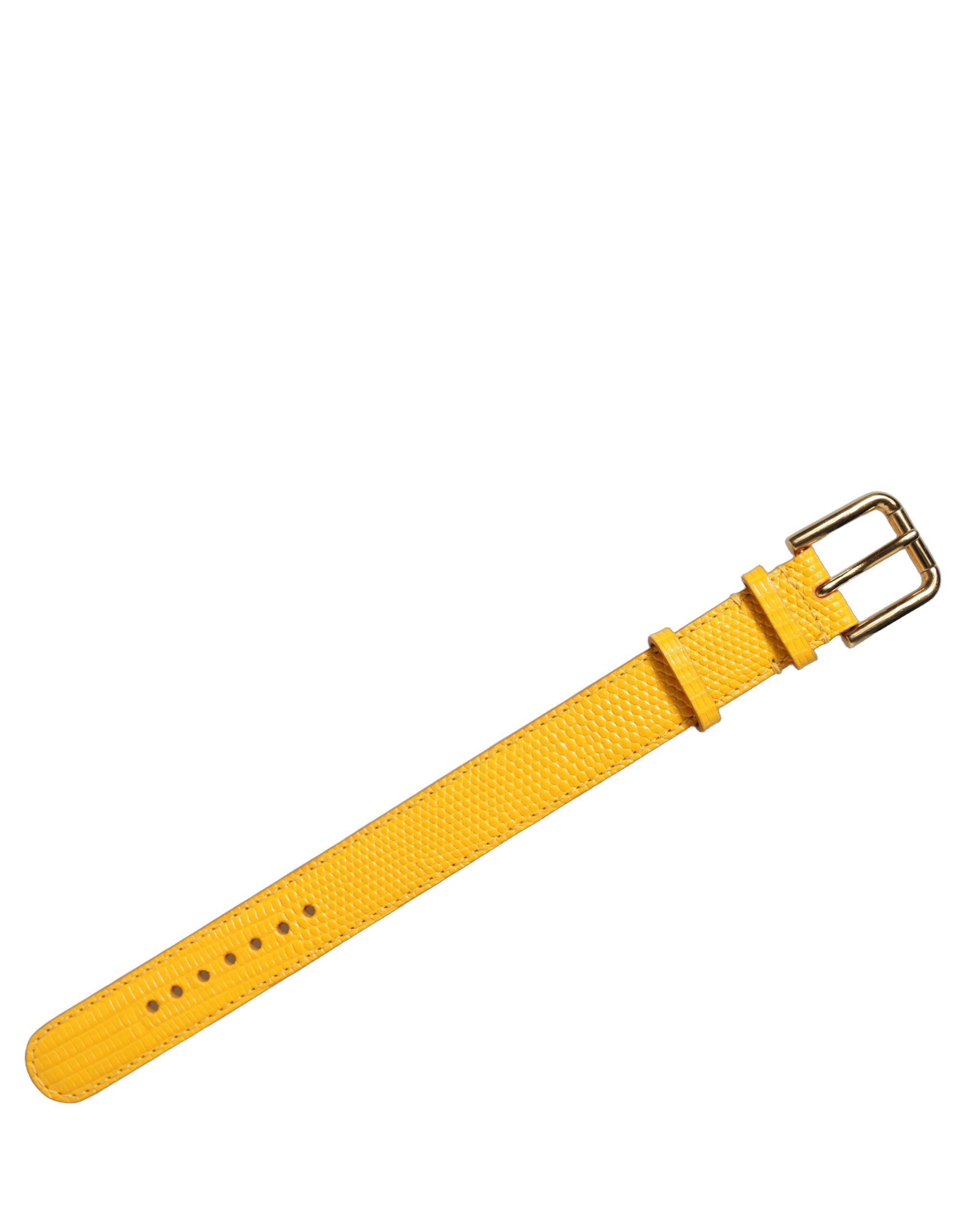 Dolce & Gabbana Yellow Textured Leather Gold Buckle Belt Strap Bracelet Dolce & Gabbana