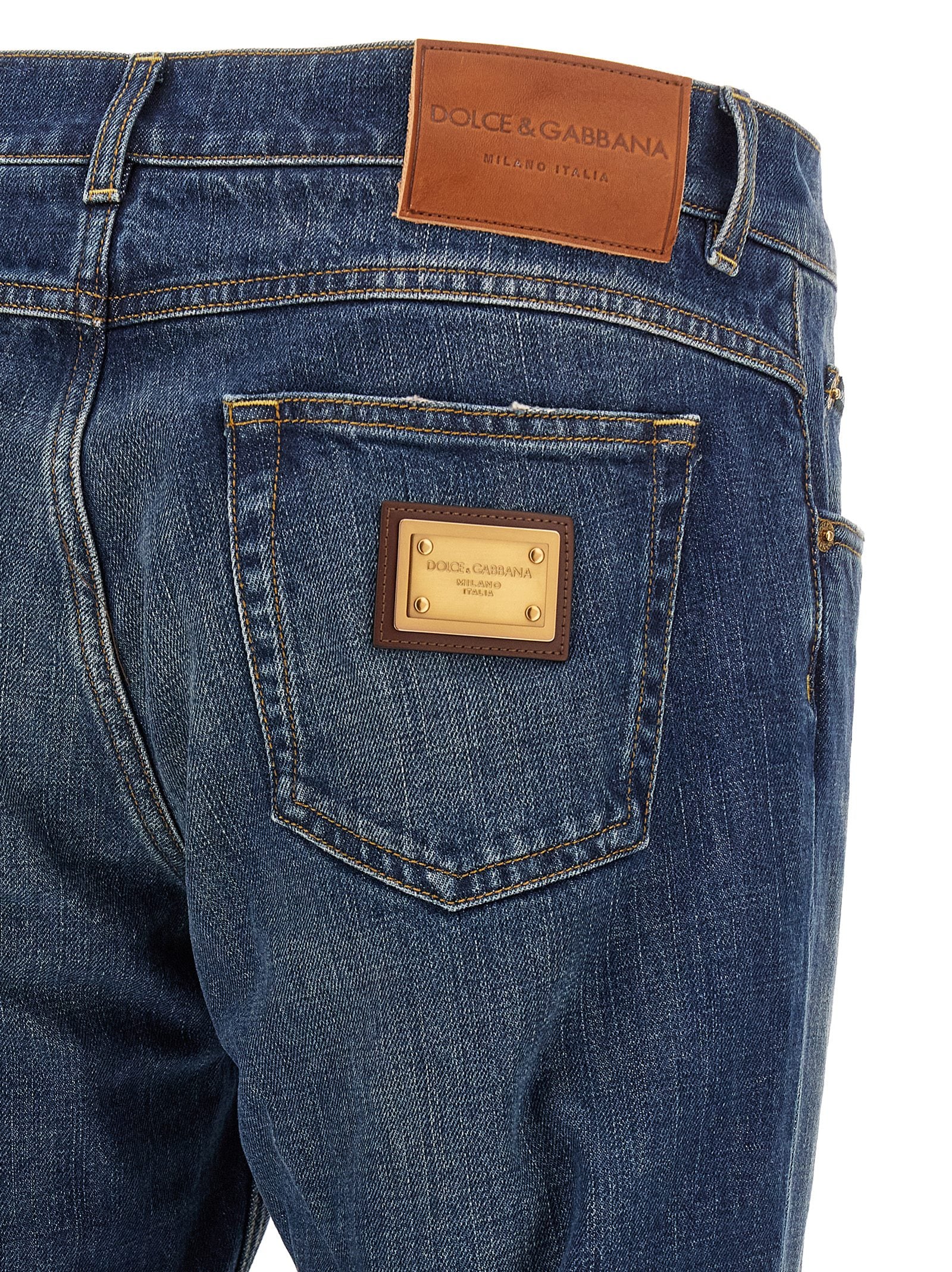 Dolce & Gabbana Blue Cotton Straight-Leg Jeans Dolce & Gabbana