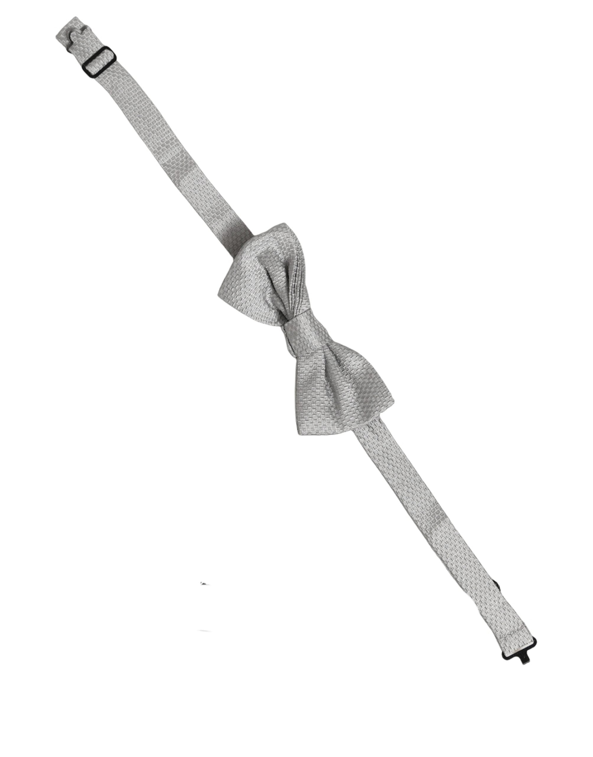 Dolce & Gabbana Men Gray 100% Silk Adjustable Neck Papillon Bow Tie Dolce & Gabbana