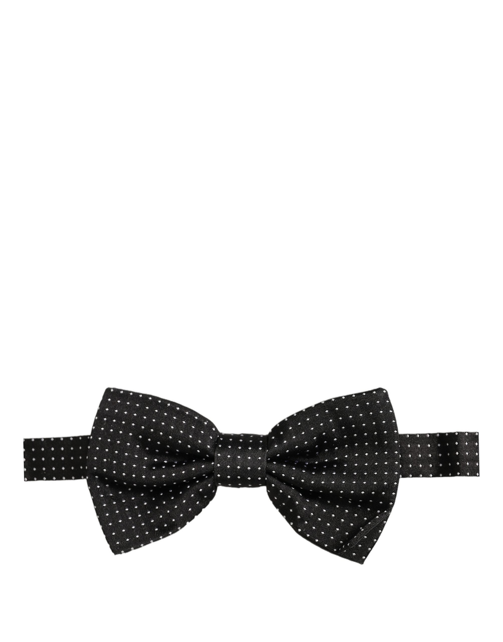 Dolce & Gabbana Men Black Polka Dot Silk Adjustable Neck Papillon Bow Tie Dolce & Gabbana