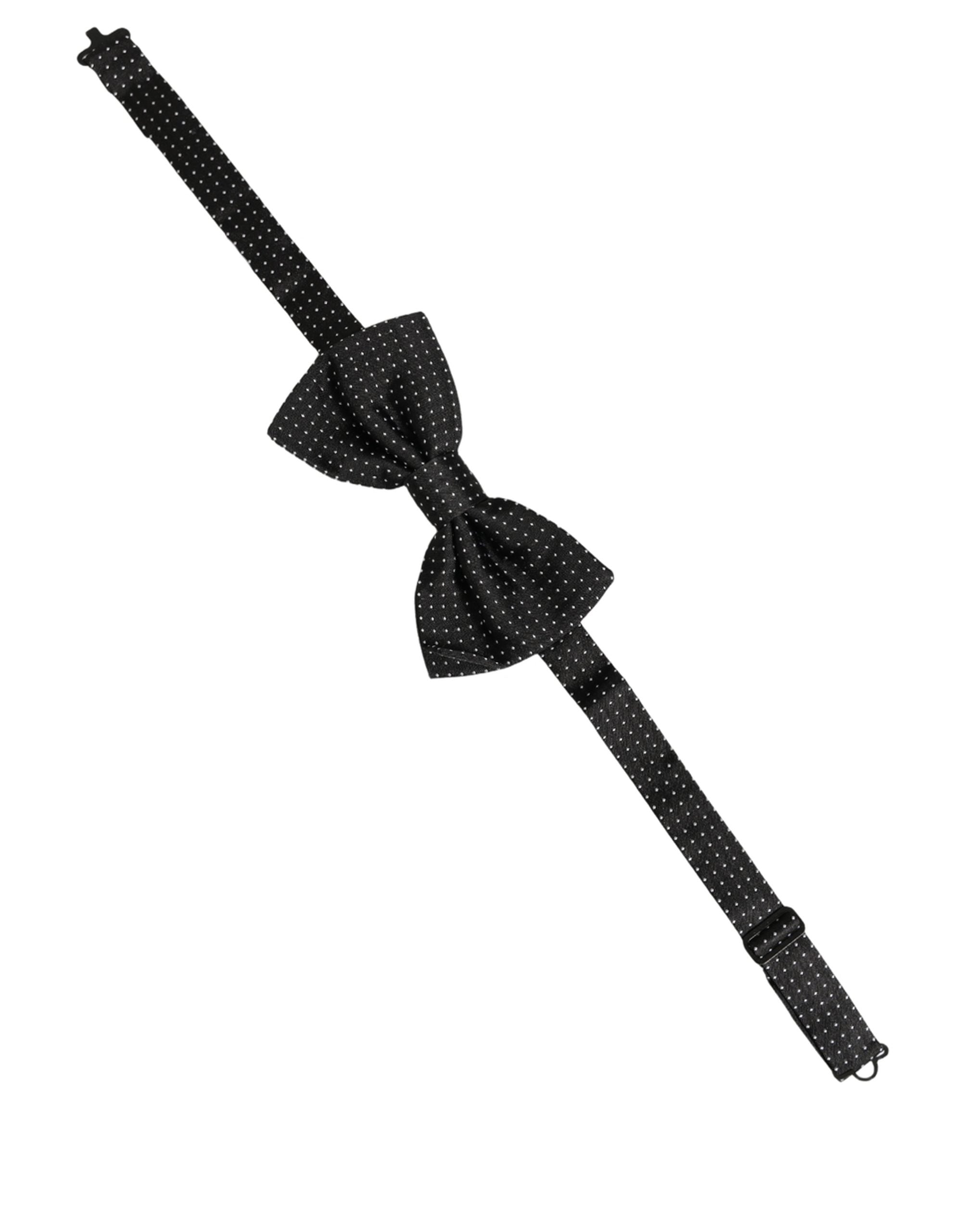 Dolce & Gabbana Men Black Polka Dot Silk Adjustable Neck Papillon Bow Tie Dolce & Gabbana