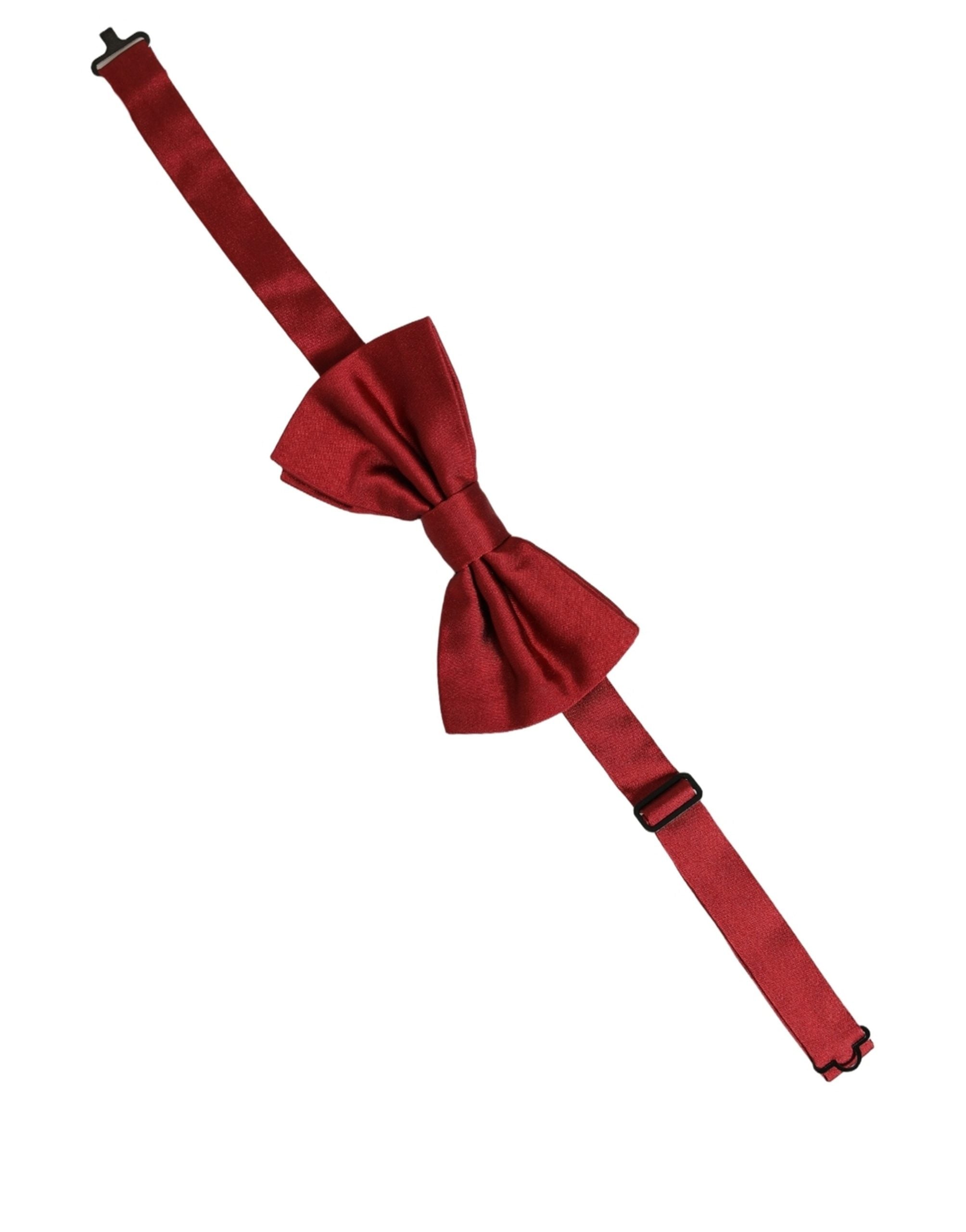 Dolce & Gabbana Men Red 100% Silk Adjustable Neck Papillon Bow Tie Dolce & Gabbana