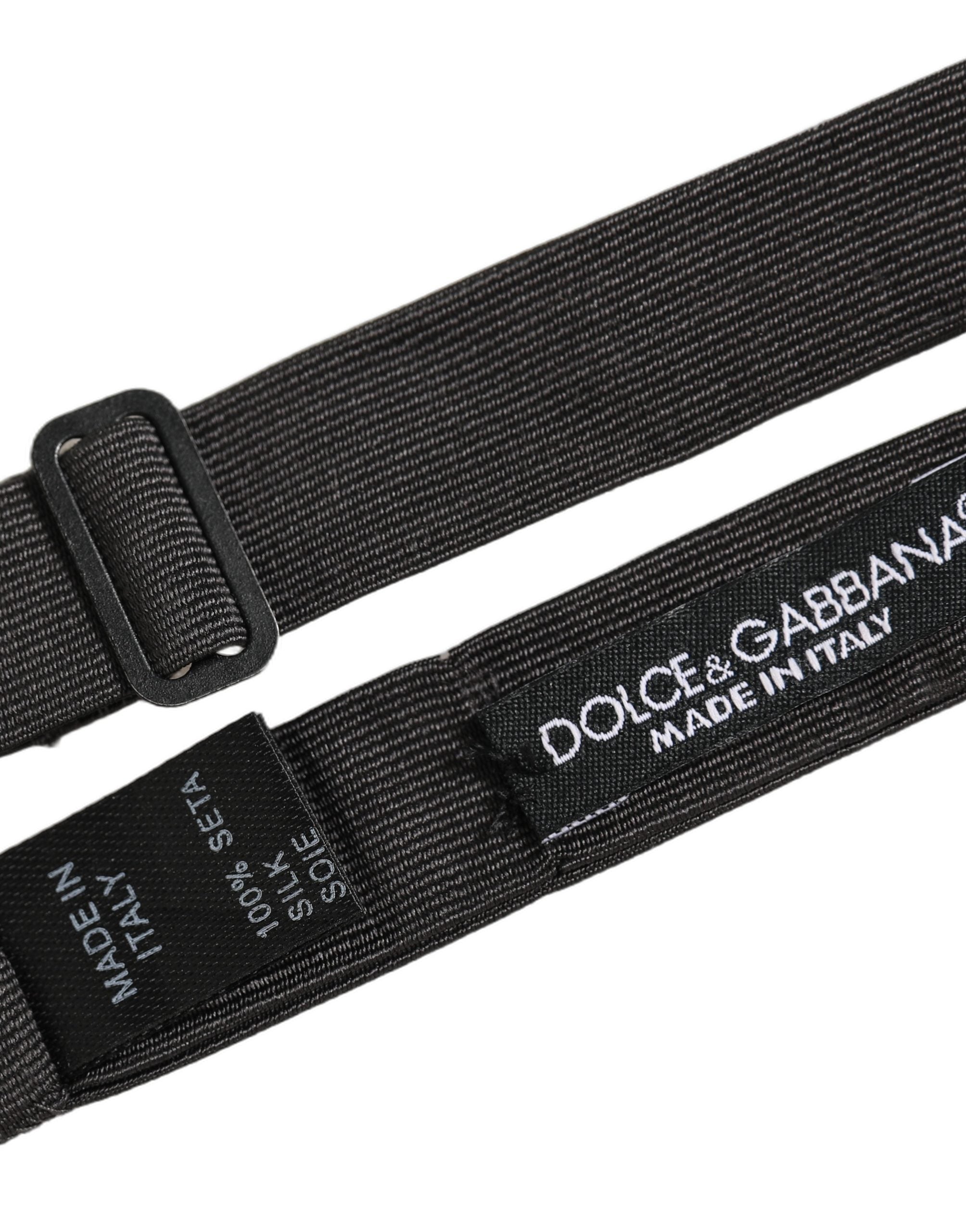 Dolce & Gabbana Men Black 100% Cotton Adjustable Neck Papillon Bow Tie Dolce & Gabbana