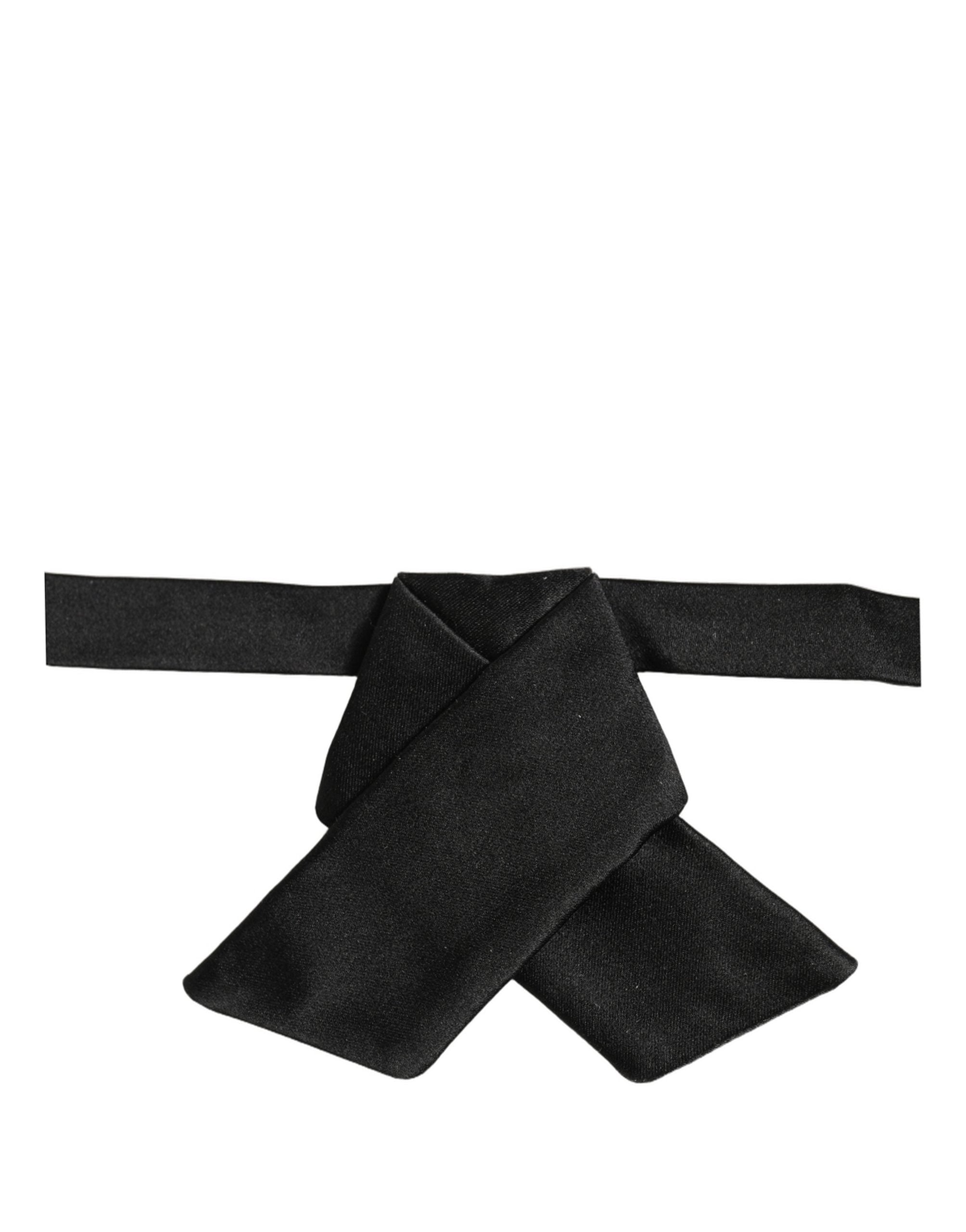 Dolce & Gabbana Men Black 100% SIlk Adjustable Neck Papillon Bow Tie Dolce & Gabbana