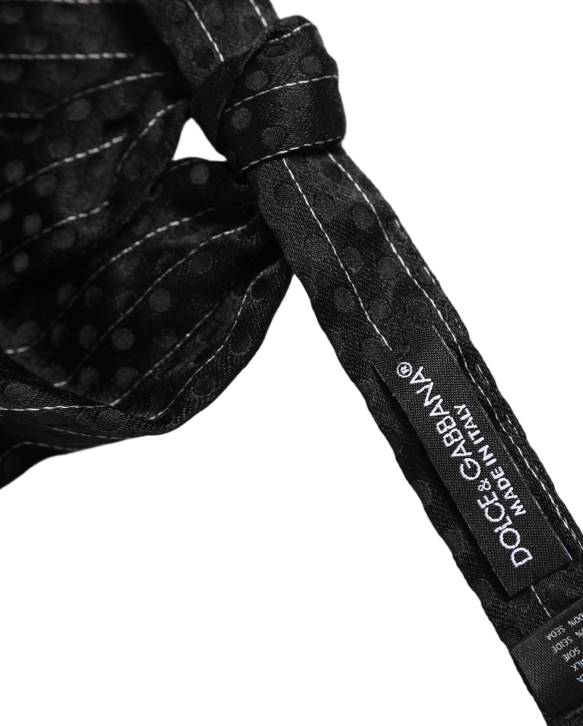 Dolce & Gabbana Men Black Pinstripe Silk Adjustable Neck Papillon Bow Tie Dolce & Gabbana
