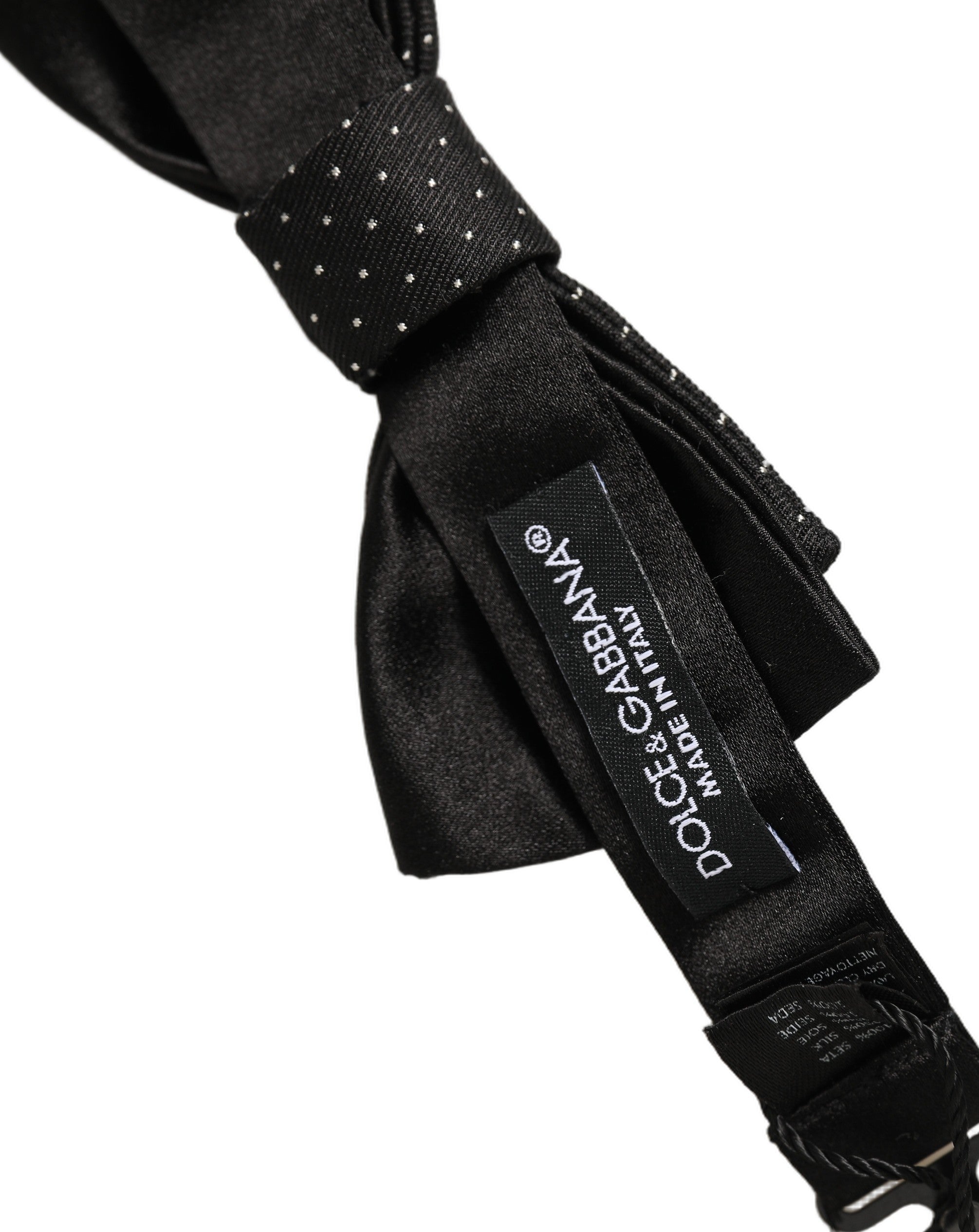 Dolce & Gabbana Men Black DG Polka Dot Adjustable Neck Papillon Bow Tie Dolce & Gabbana