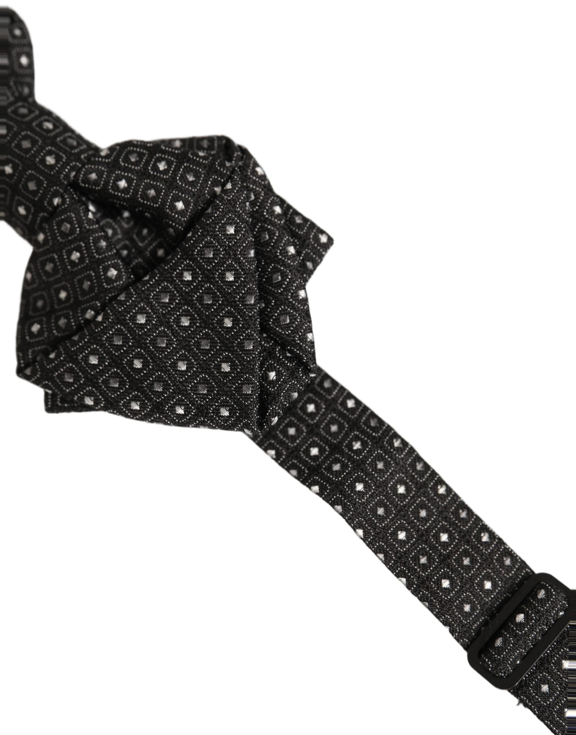 Dolce & Gabbana Men Black Polka Dot Silk Adjustable Neck Papillon Bow Tie Dolce & Gabbana