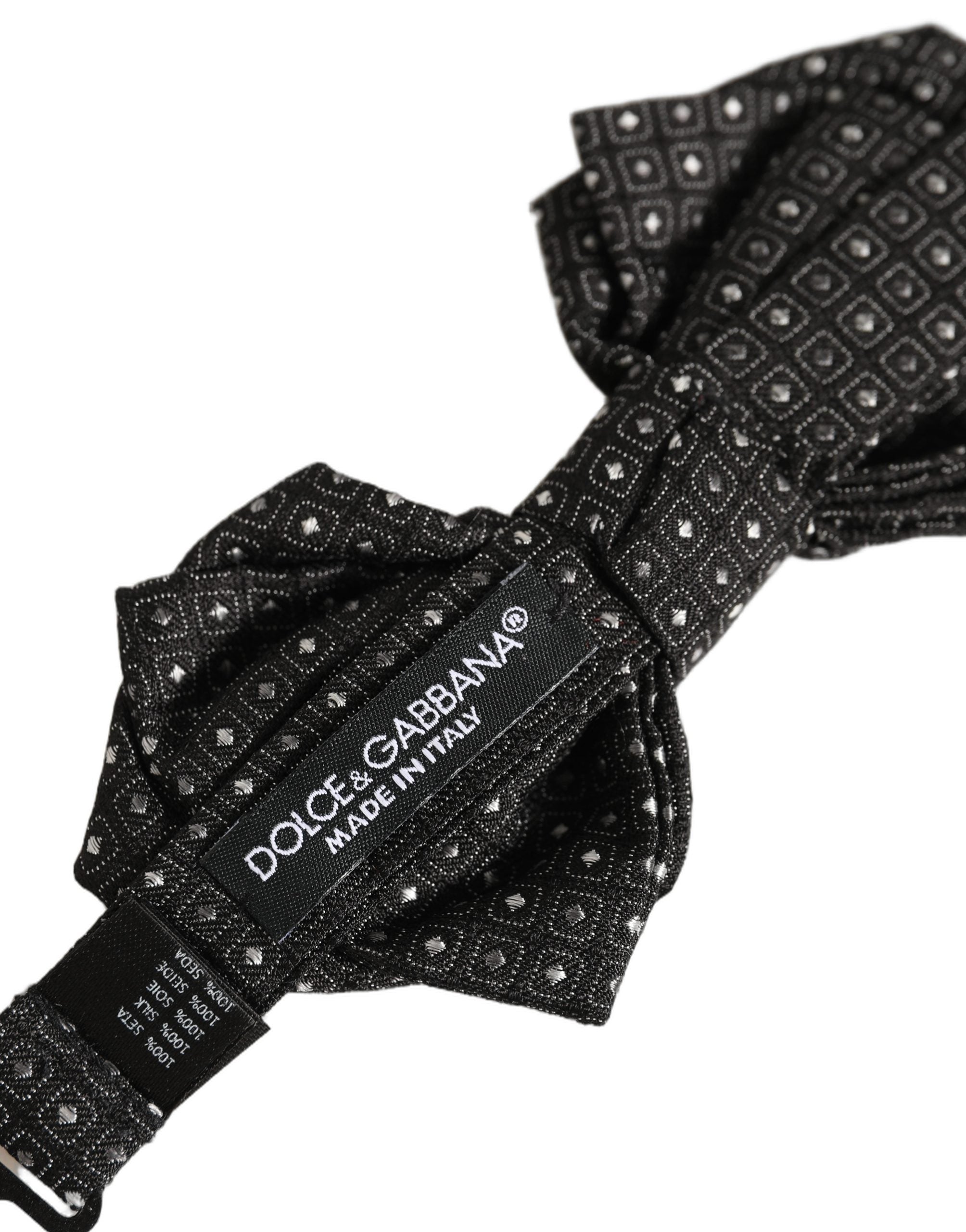 Dolce & Gabbana Men Black Polka Dot Silk Adjustable Neck Papillon Bow Tie Dolce & Gabbana