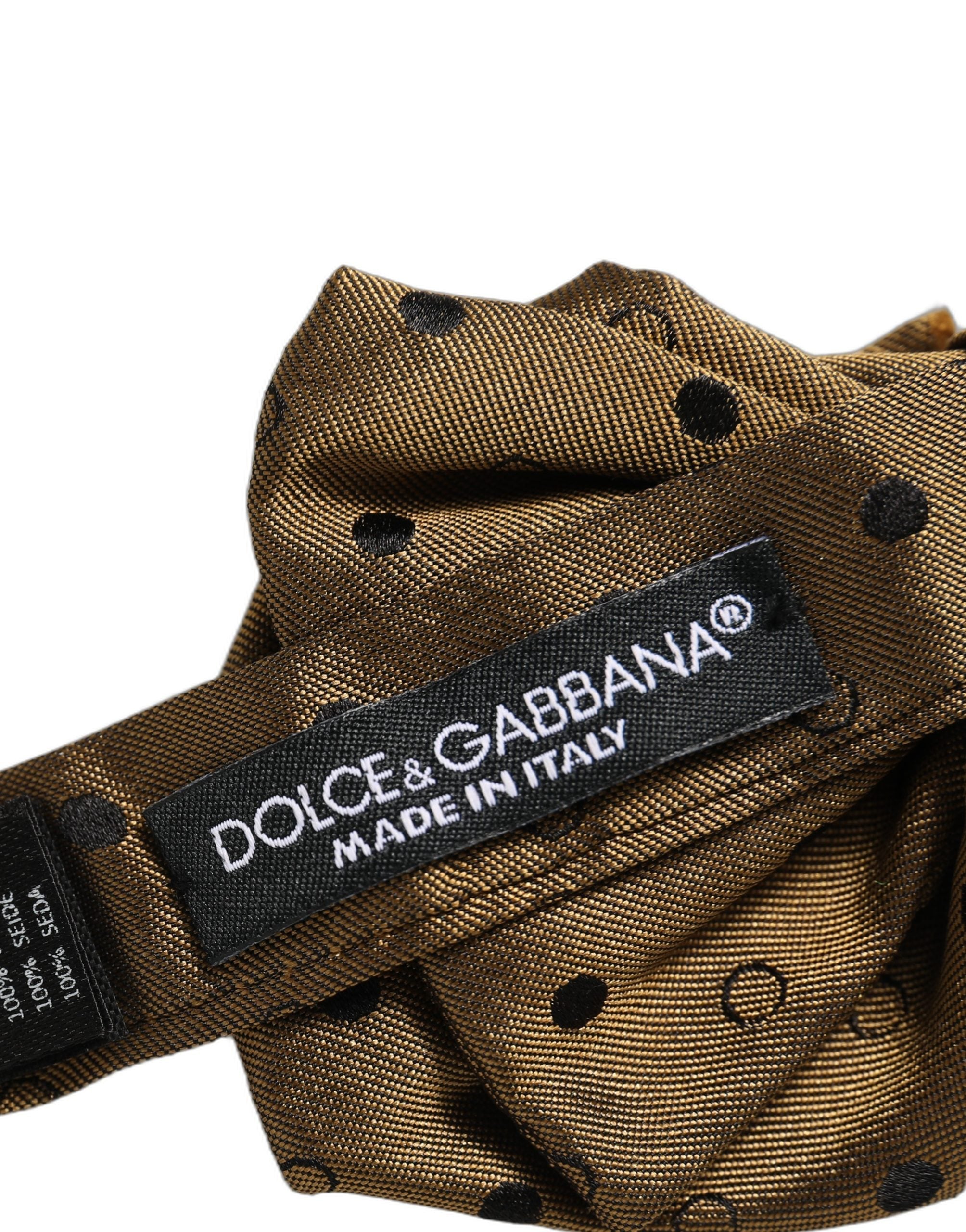 Dolce & Gabbana Men Brown Polka Dot Silk Adjustable Neck Papillon Bow Tie Dolce & Gabbana