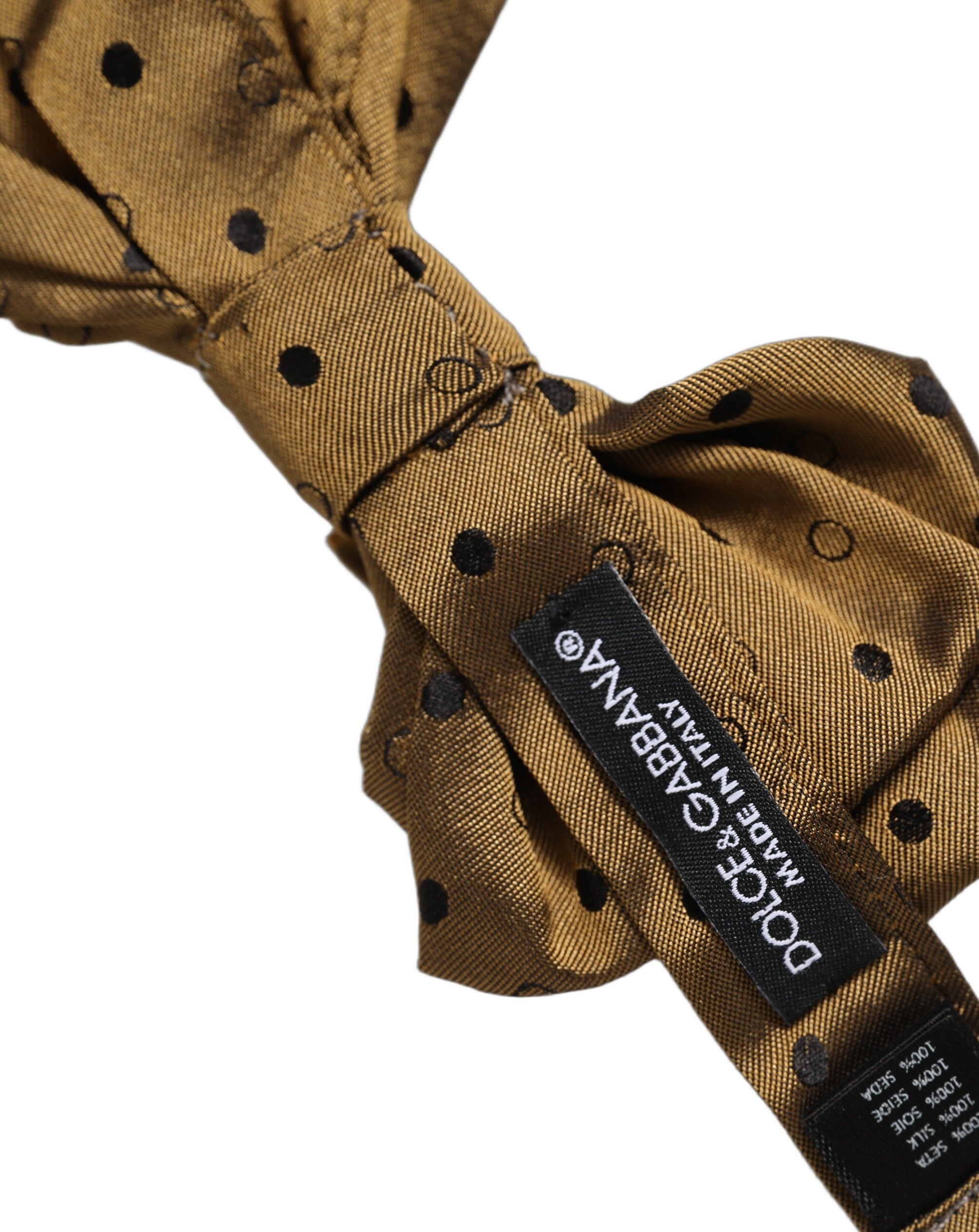 Dolce & Gabbana Men Brown Polka Dot Silk Adjustable Neck Papillon Bow Tie Dolce & Gabbana
