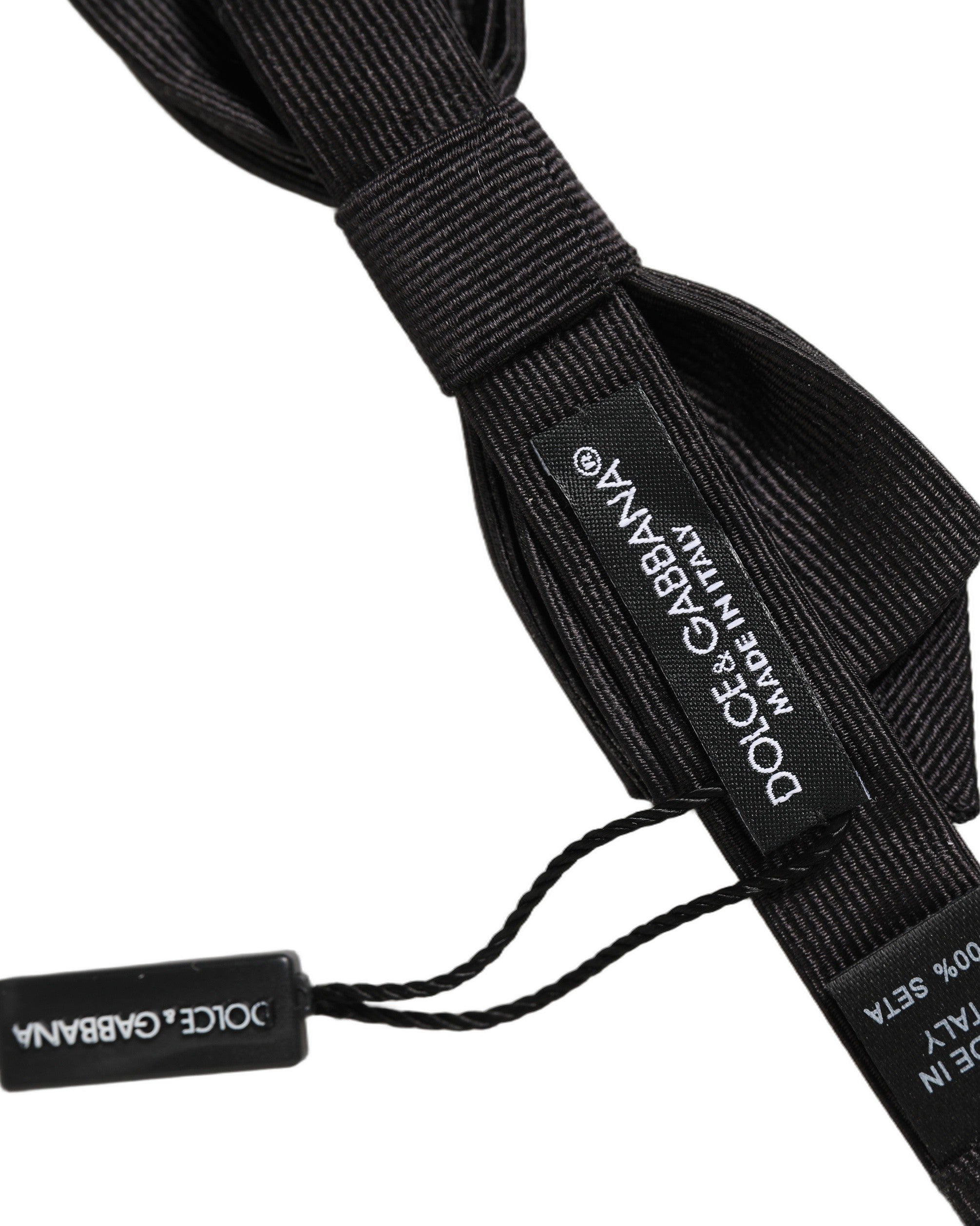 Dolce & Gabbana Men Black 100% Silk Adjustable Neck Papillon Bow Tie Dolce & Gabbana