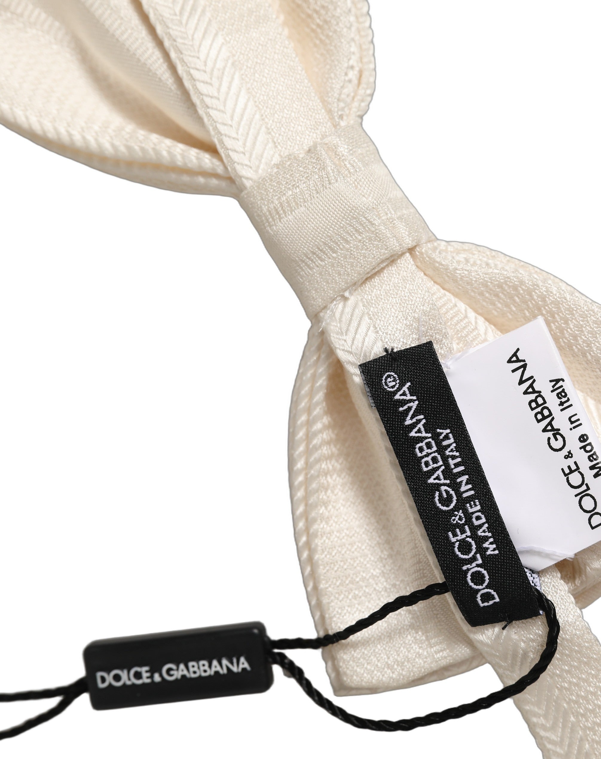 Dolce & Gabbana Men White 100% Silk Adjustable Neck Papillon Bow Tie Dolce & Gabbana