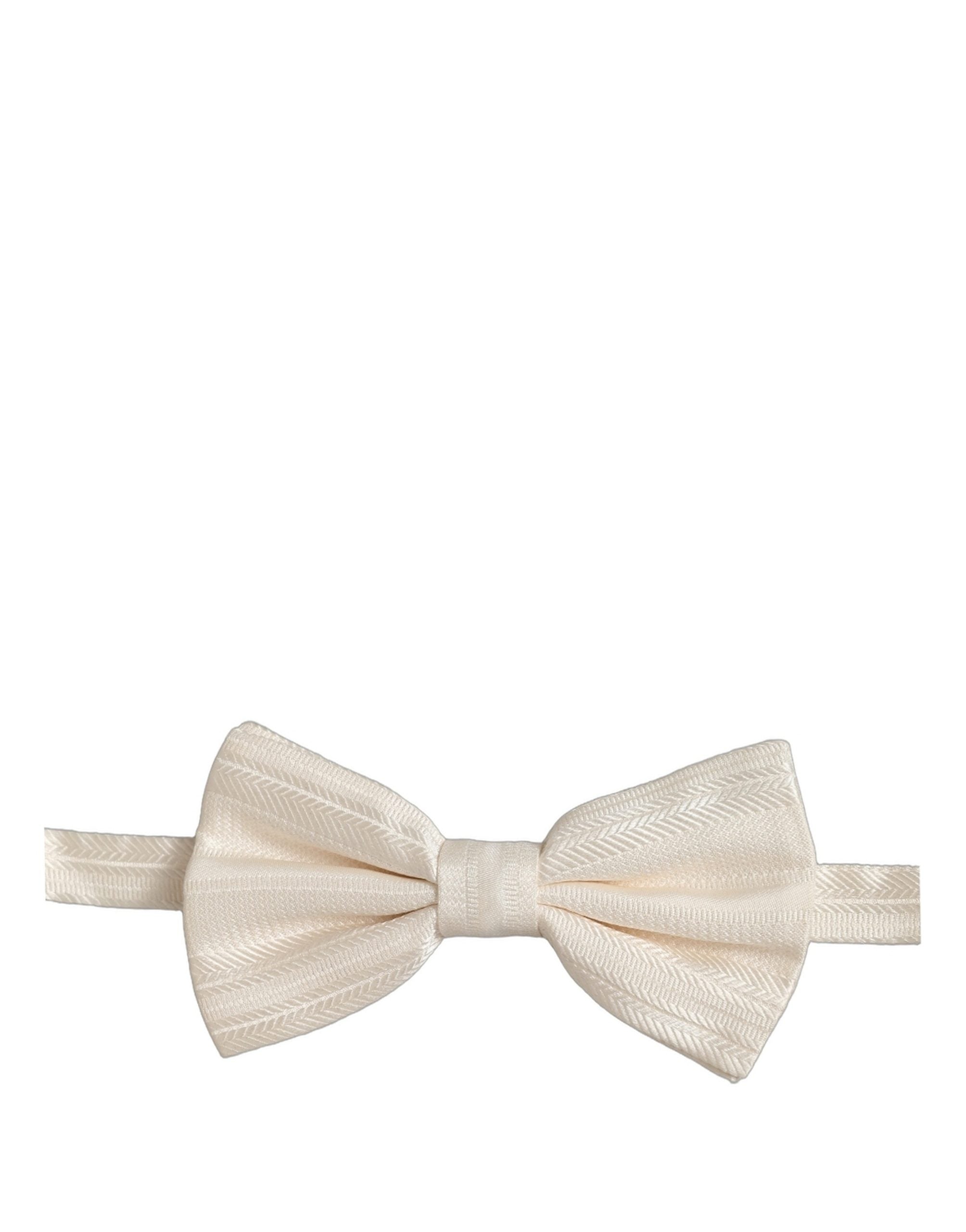 Dolce & Gabbana Men White 100% Silk Adjustable Neck Papillon Bow Tie Dolce & Gabbana