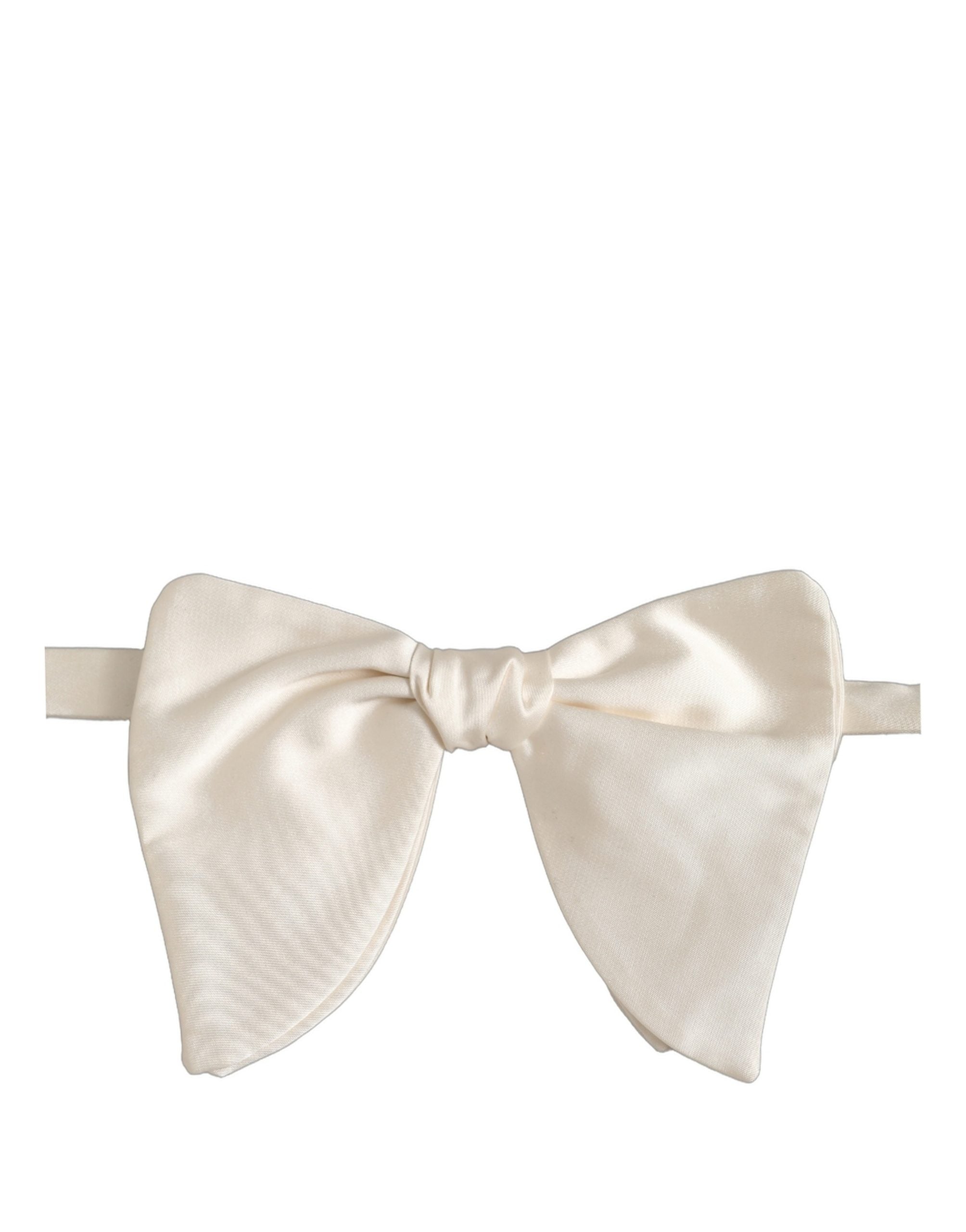 Dolce & Gabbana Men White 100% Silk Adjustable Neck Papillon Bow Tie Dolce & Gabbana