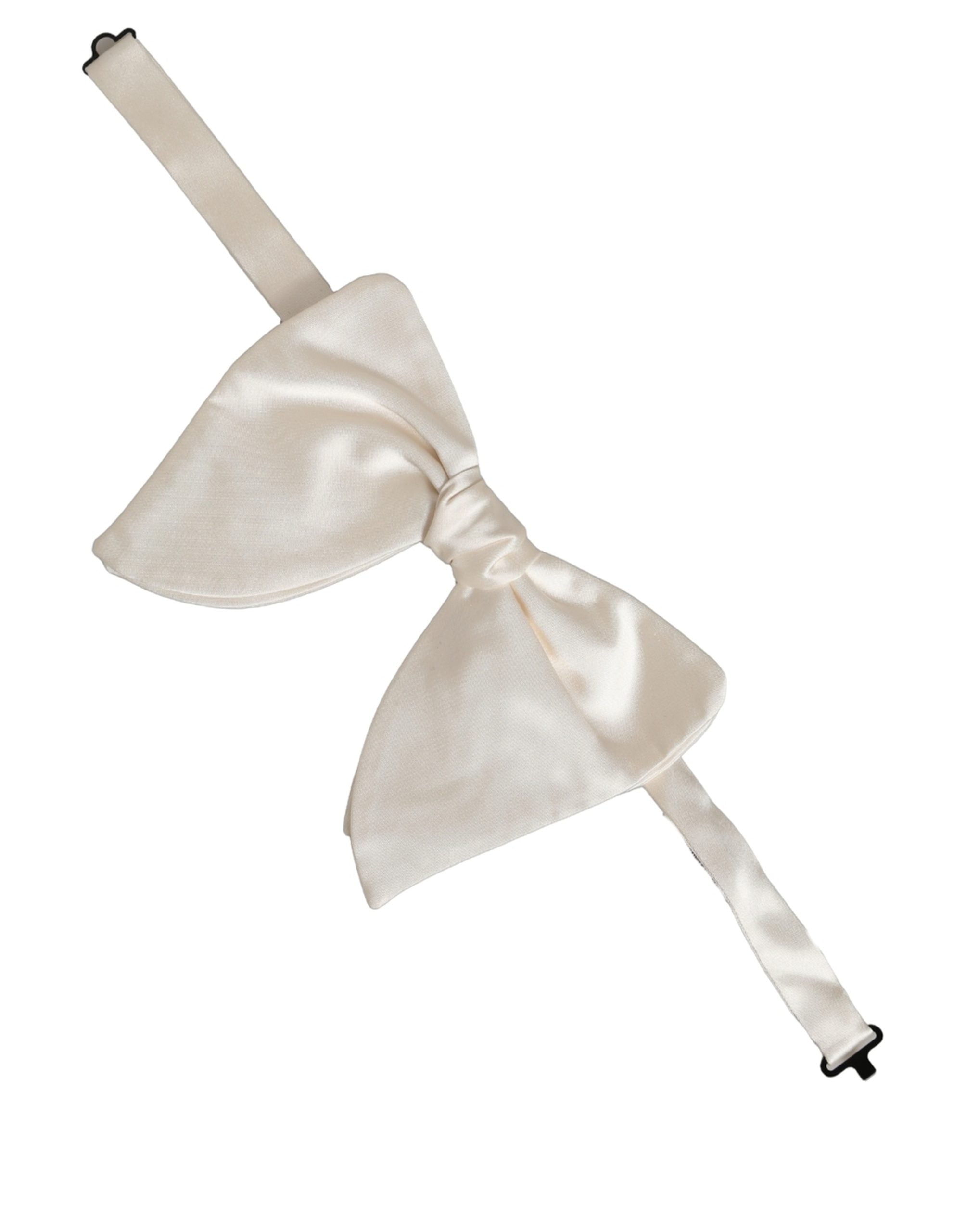 Dolce & Gabbana Men White 100% Silk Adjustable Neck Papillon Bow Tie Dolce & Gabbana
