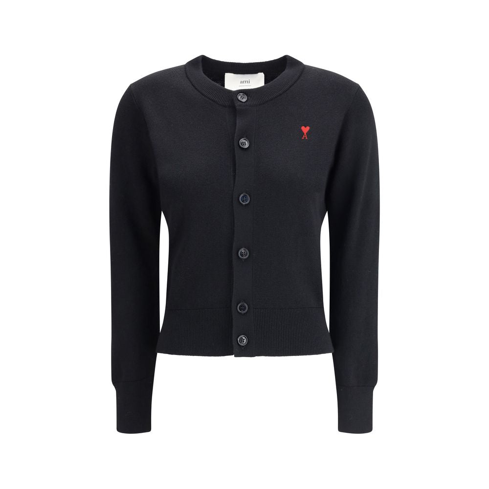 Ami Paris Black Merino Wool Cardigan Ami Paris