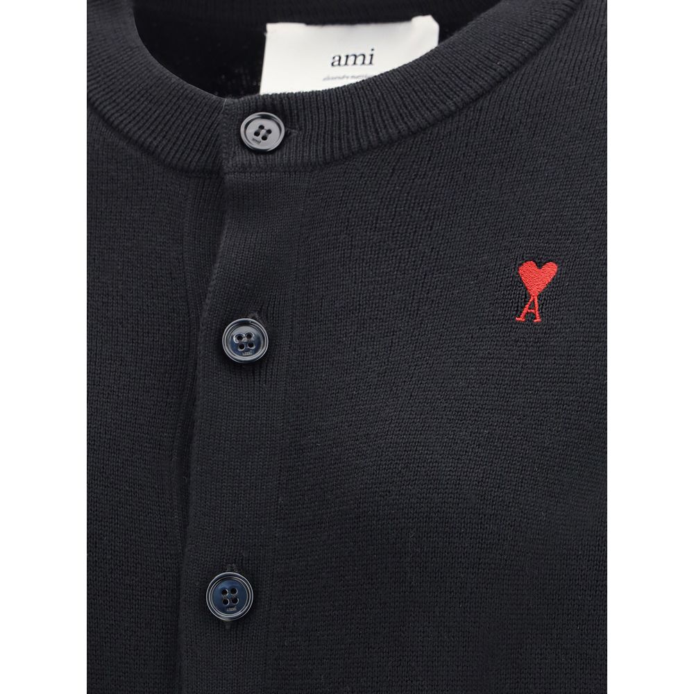 Ami Paris Black Merino Wool Cardigan Ami Paris