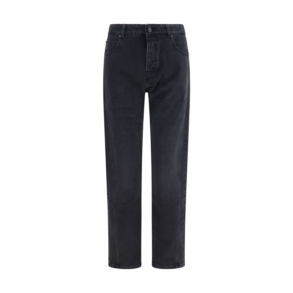 Balmain Black Cotton Straight-Leg Jeans Balmain